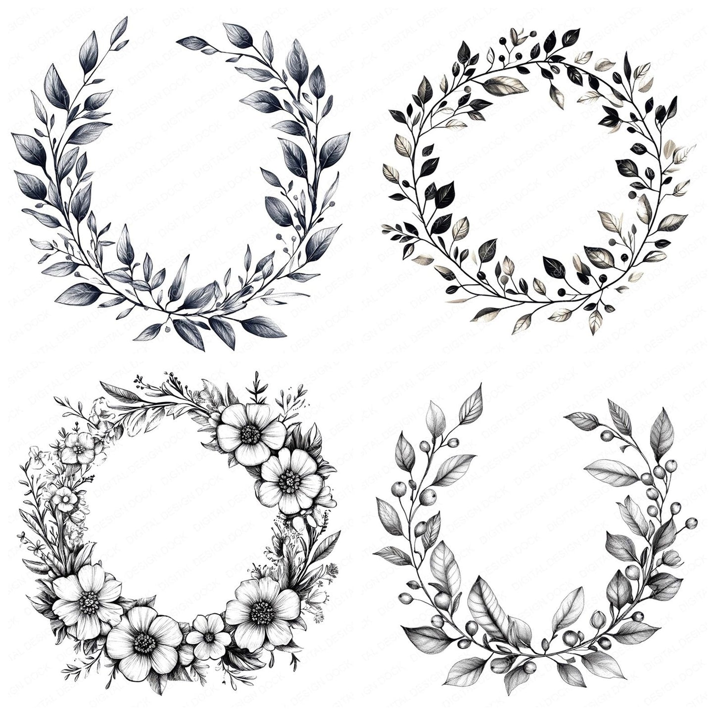 Botanical Wreath Clipart Set (DDD004762)