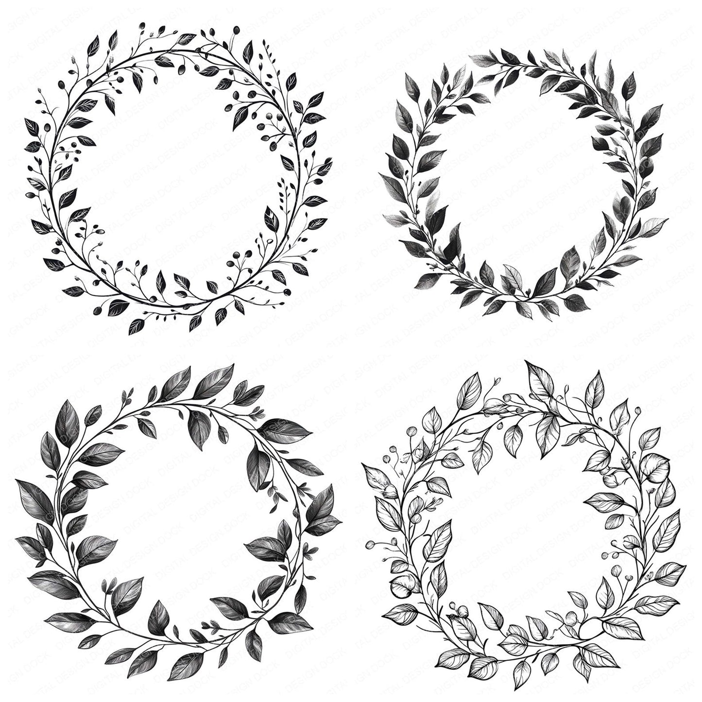 Botanical Wreath Clipart Set (DDD004762)