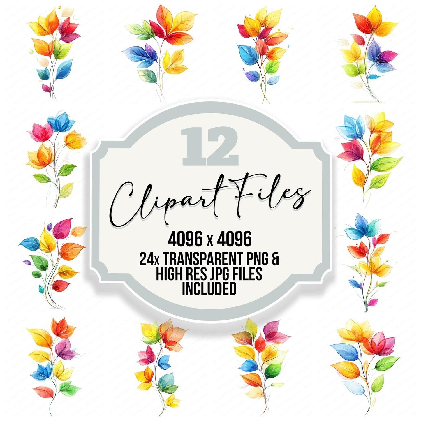 Bright Abstract Flowers Clipart Set (DDD004769)