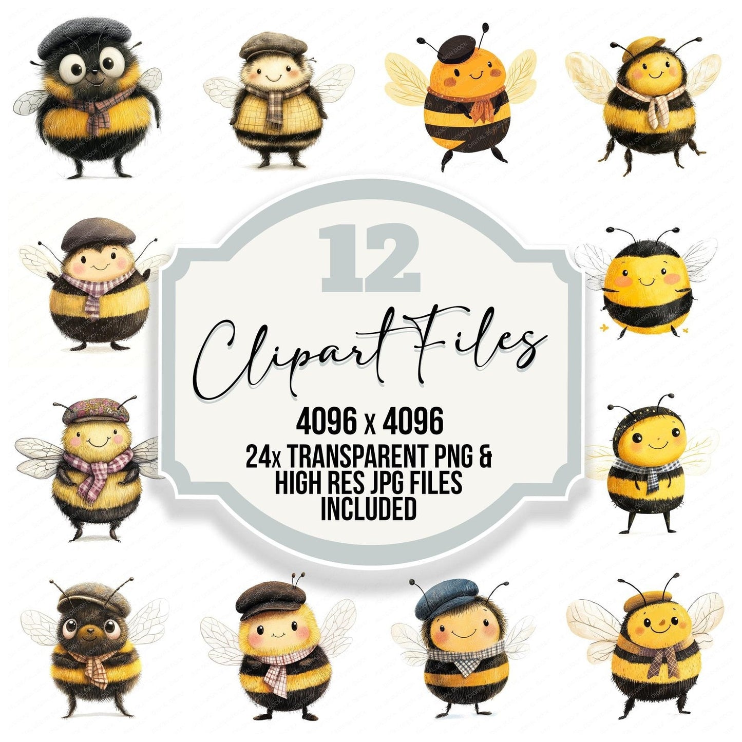 Bumble Bee Character Clipart Set (DDD004775)