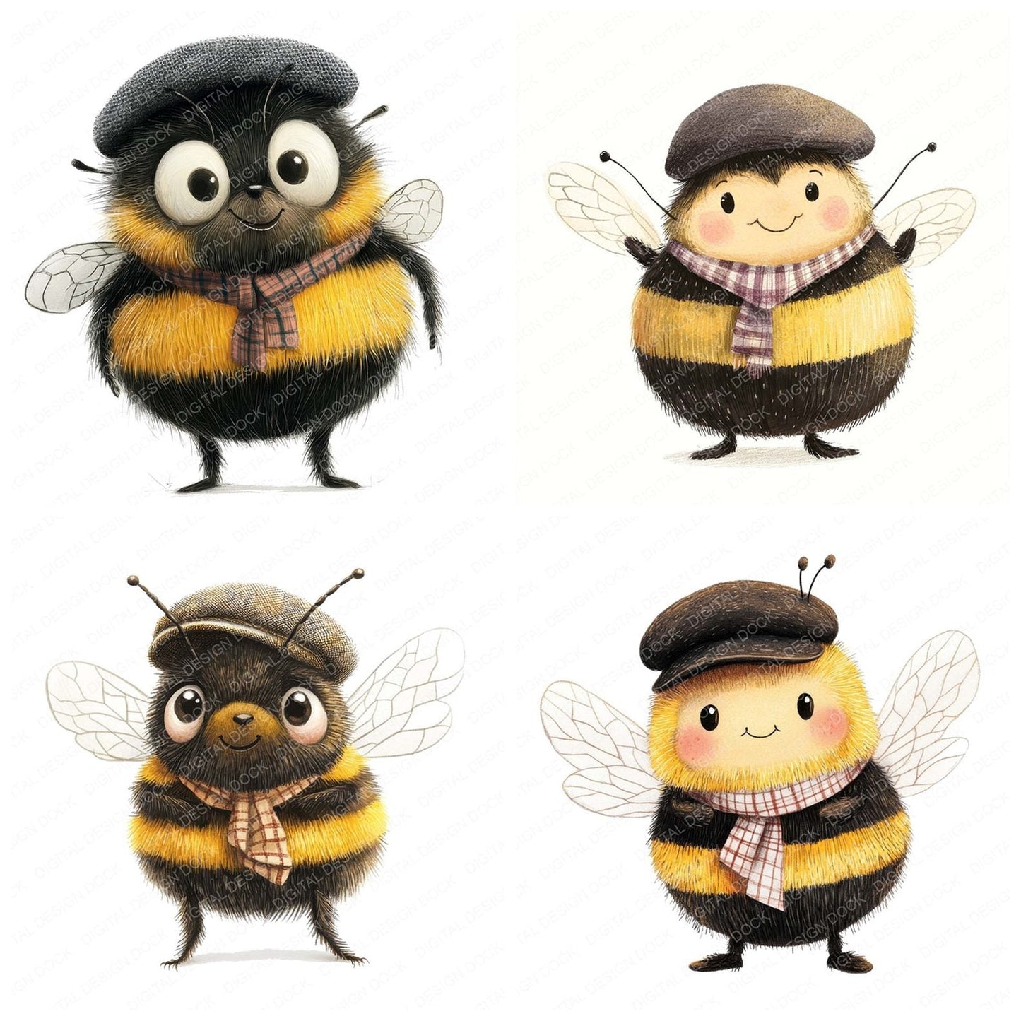 Bumble Bee Character Clipart Set (DDD004775)
