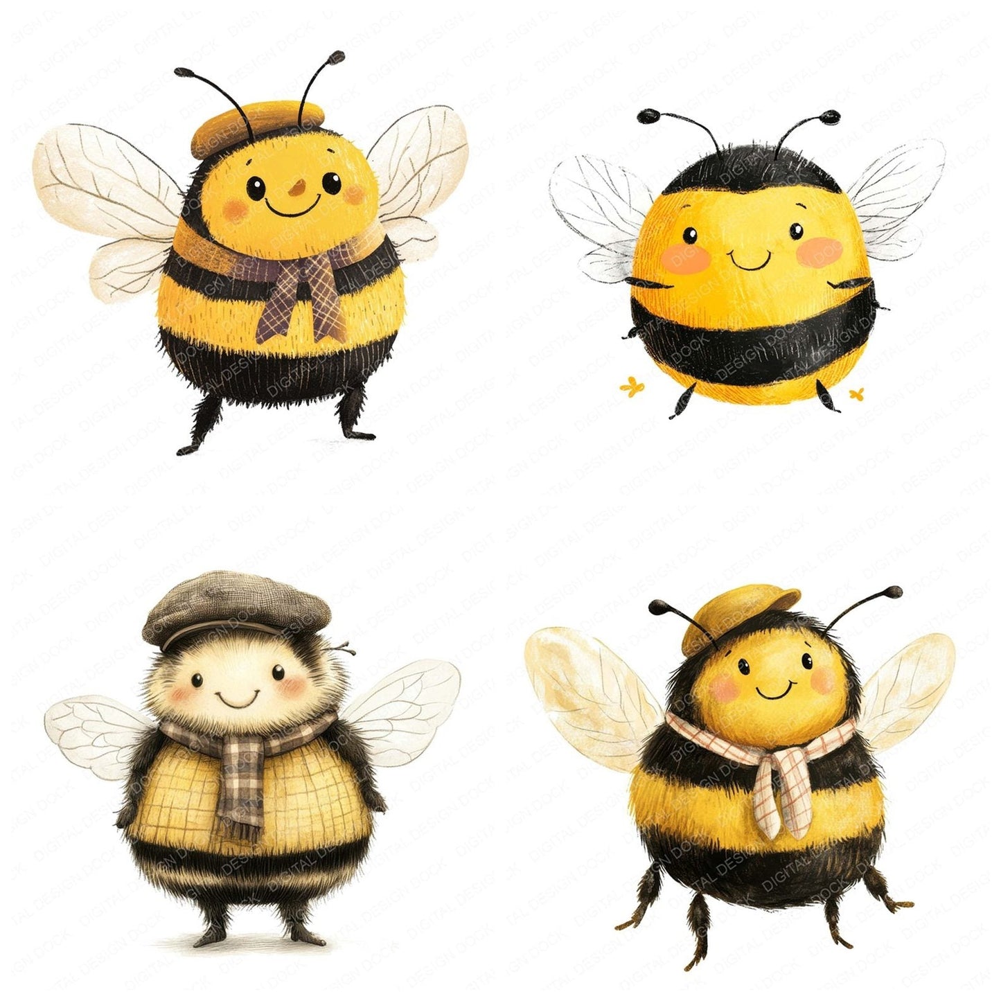 Bumble Bee Character Clipart Set (DDD004775)