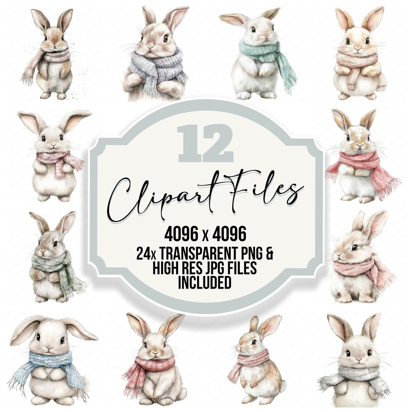 Bunny with Scarf Clipart Set (DDD004779)