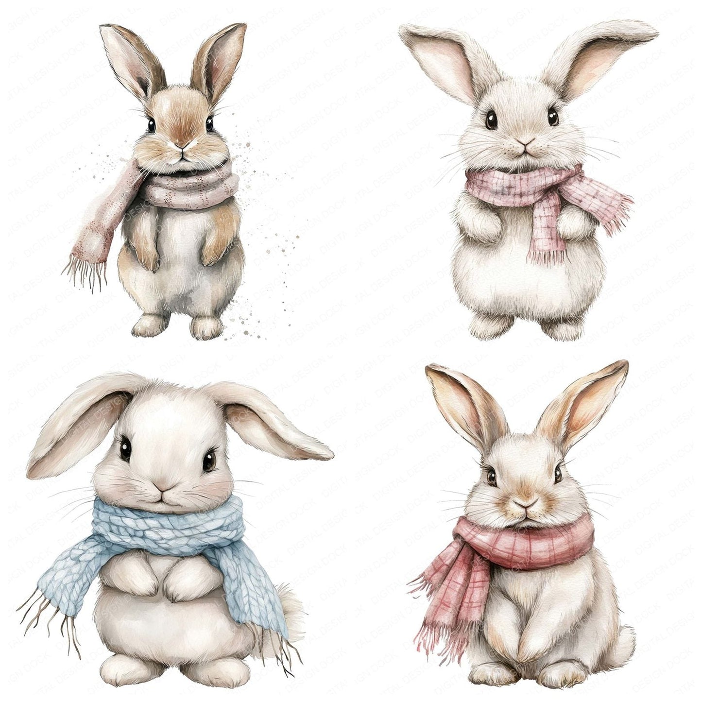 Bunny with Scarf Clipart Set (DDD004779)