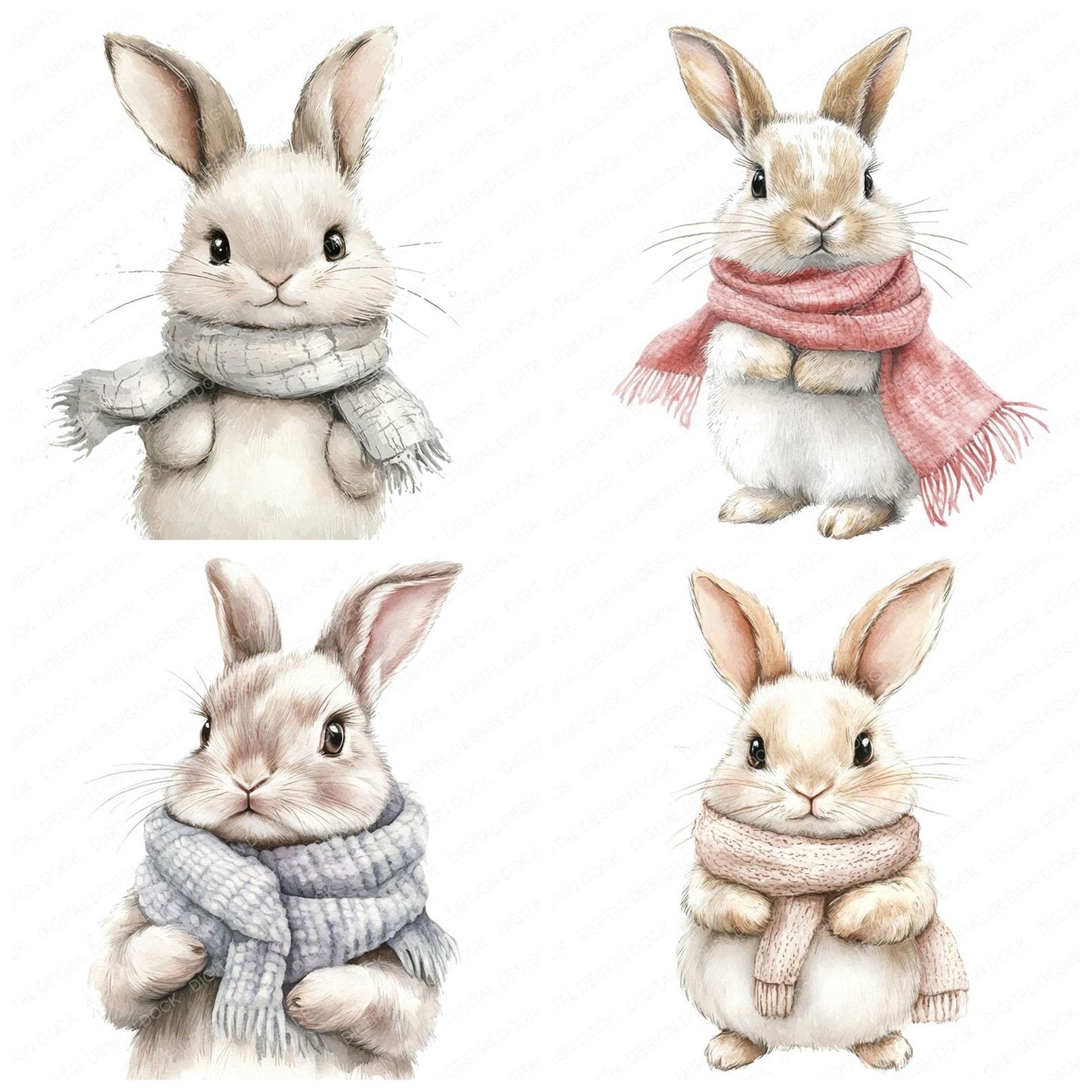 Bunny with Scarf Clipart Set (DDD004779)