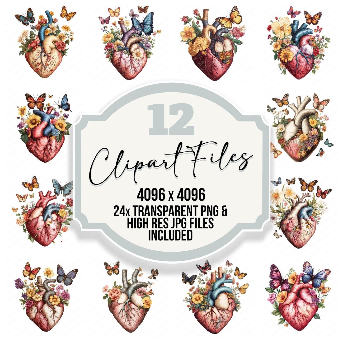 Butterfly Heart Clipart Set (DDD004785)
