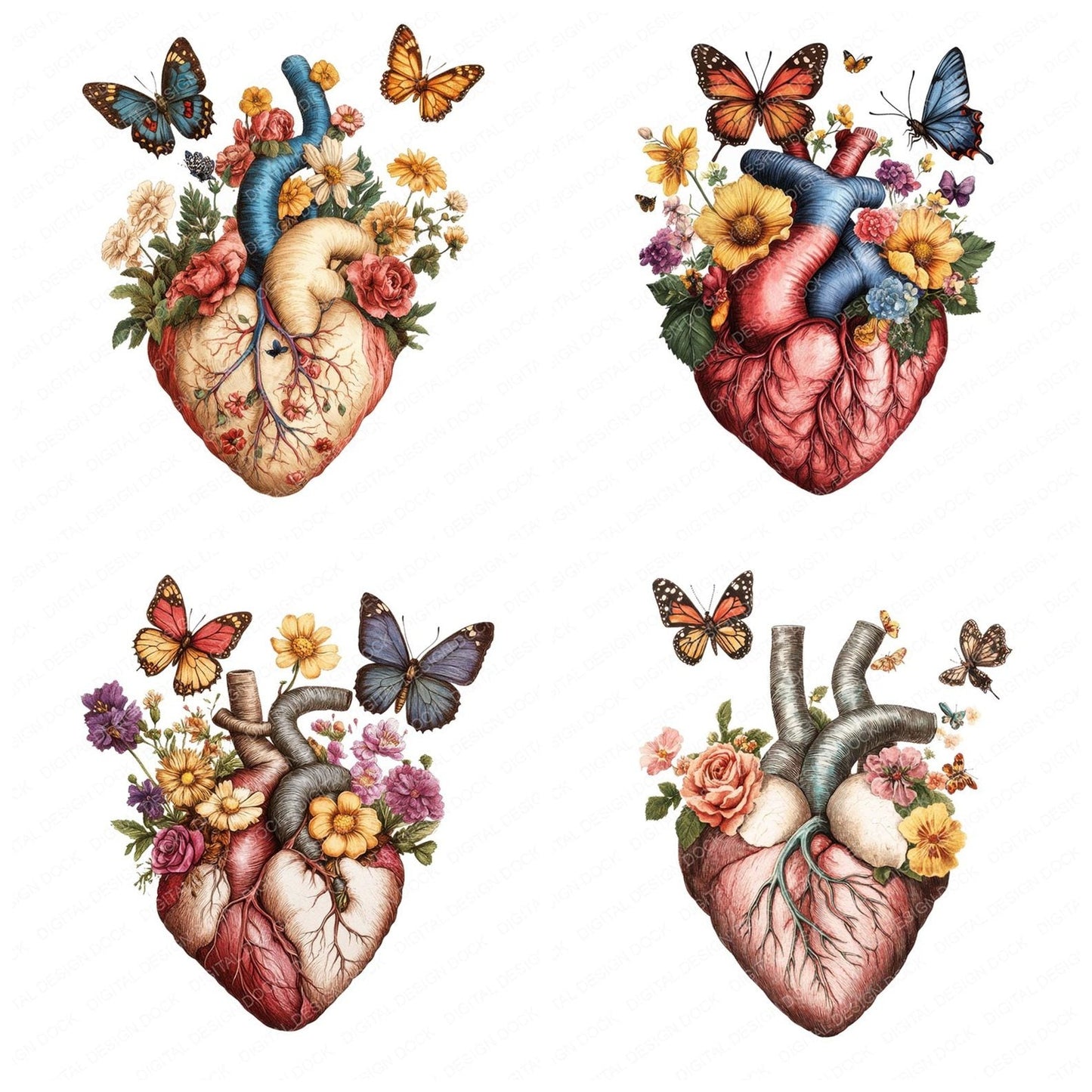 Butterfly Heart Clipart Set (DDD004785)