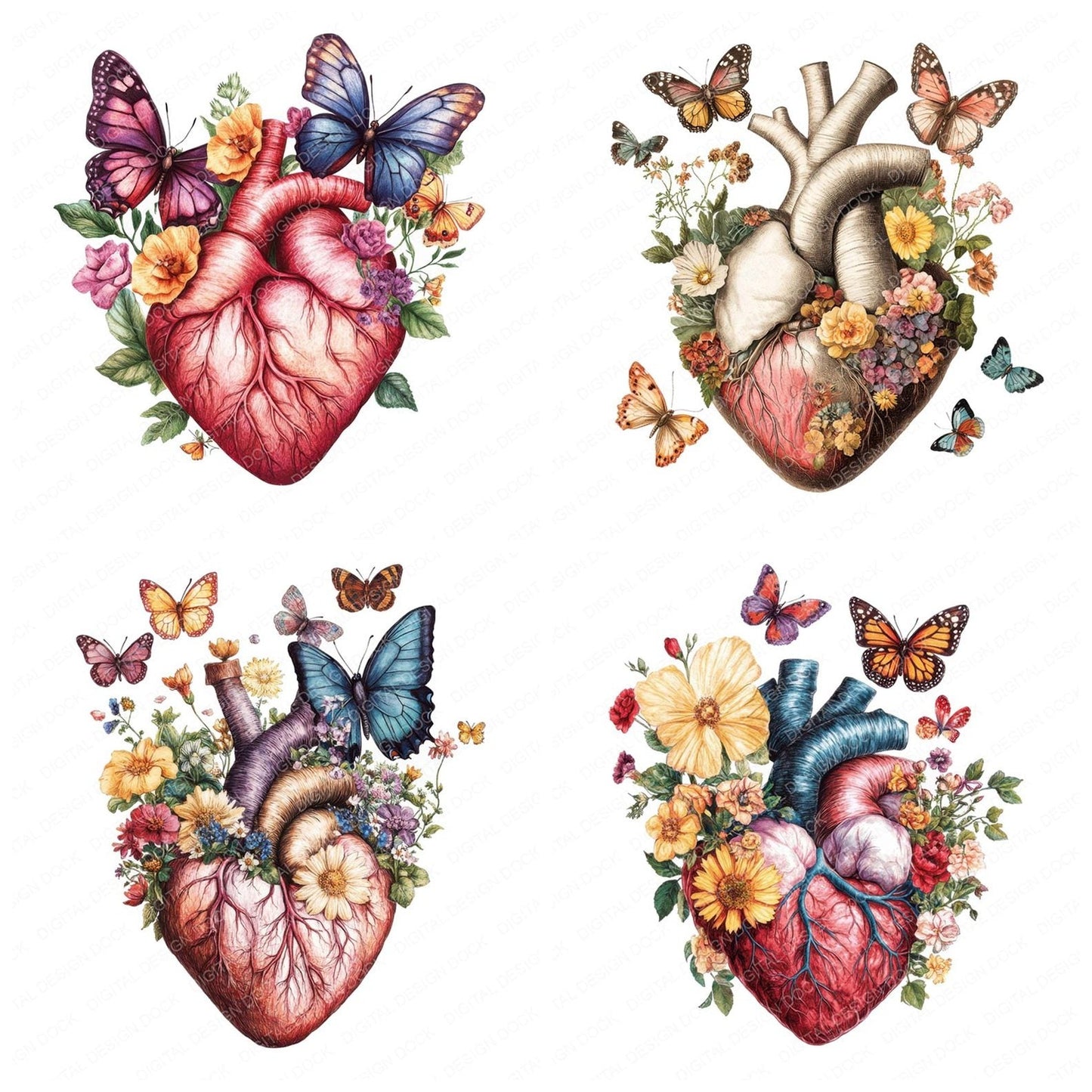 Butterfly Heart Clipart Set (DDD004785)