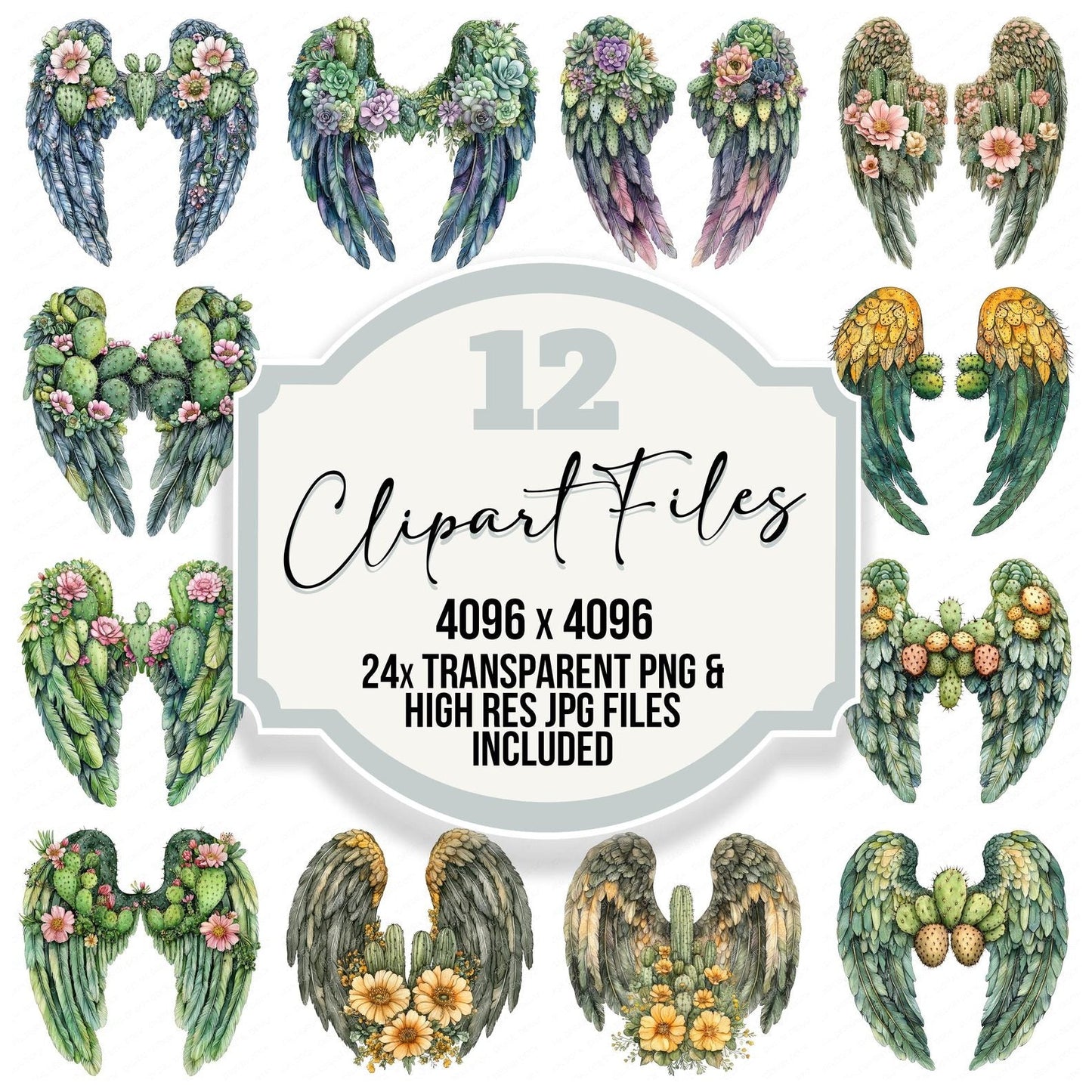 Cactus Angel Wings Clipart Set (DDD004790)