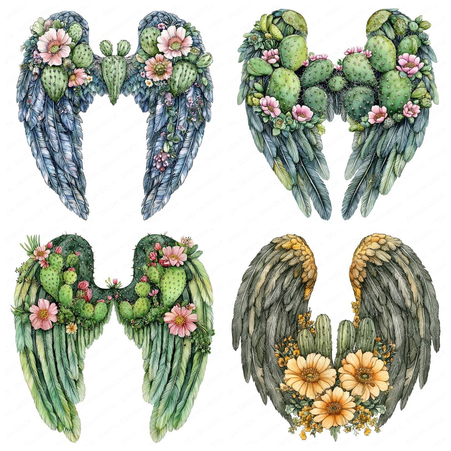 Cactus Angel Wings Clipart Set (DDD004790)