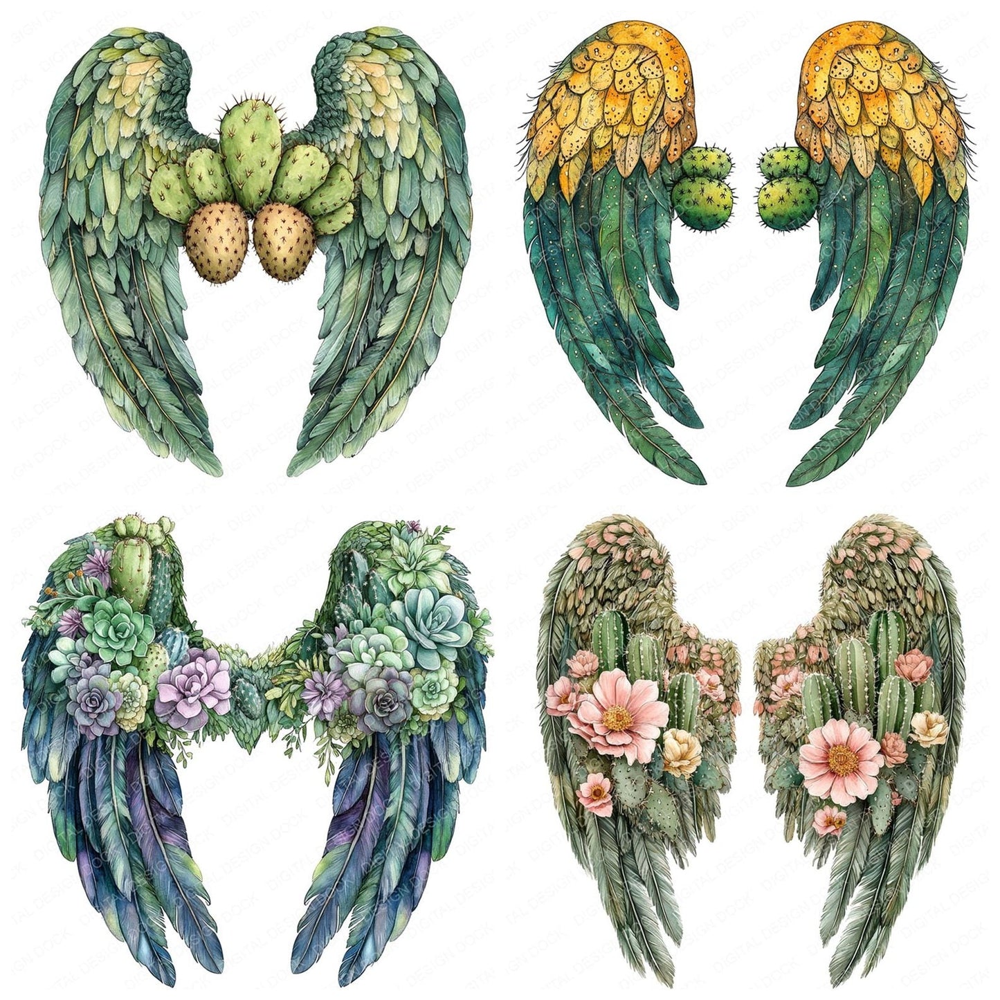 Cactus Angel Wings Clipart Set (DDD004790)