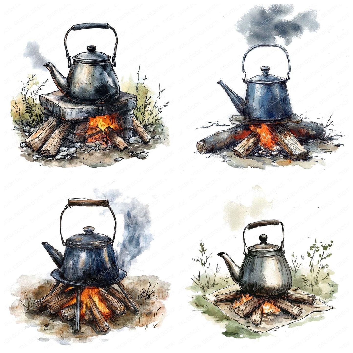 Campfire Kettle Clipart Set (DDD004792)