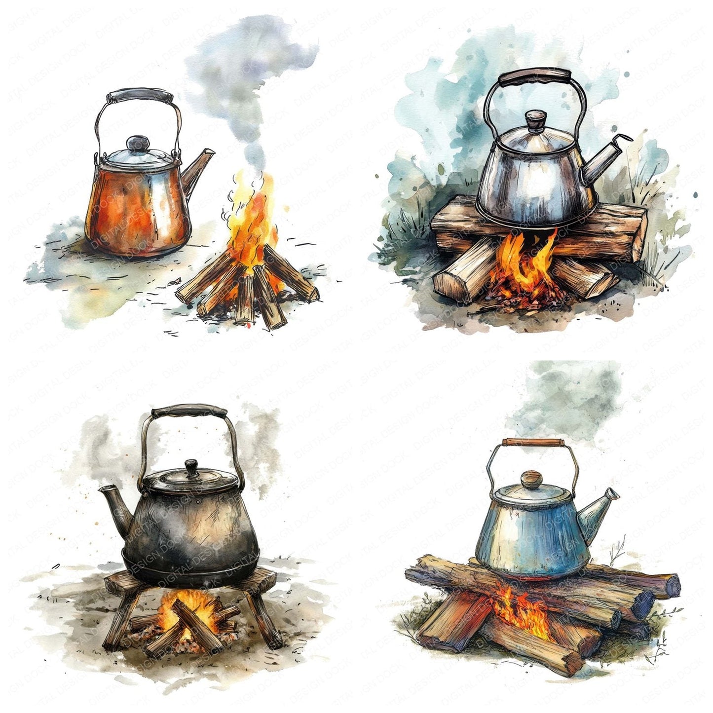 Campfire Kettle Clipart Set (DDD004792)