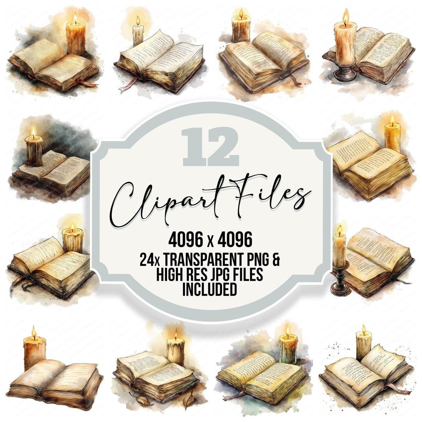 Candle Light Reading Clipart Set (DDD004797)