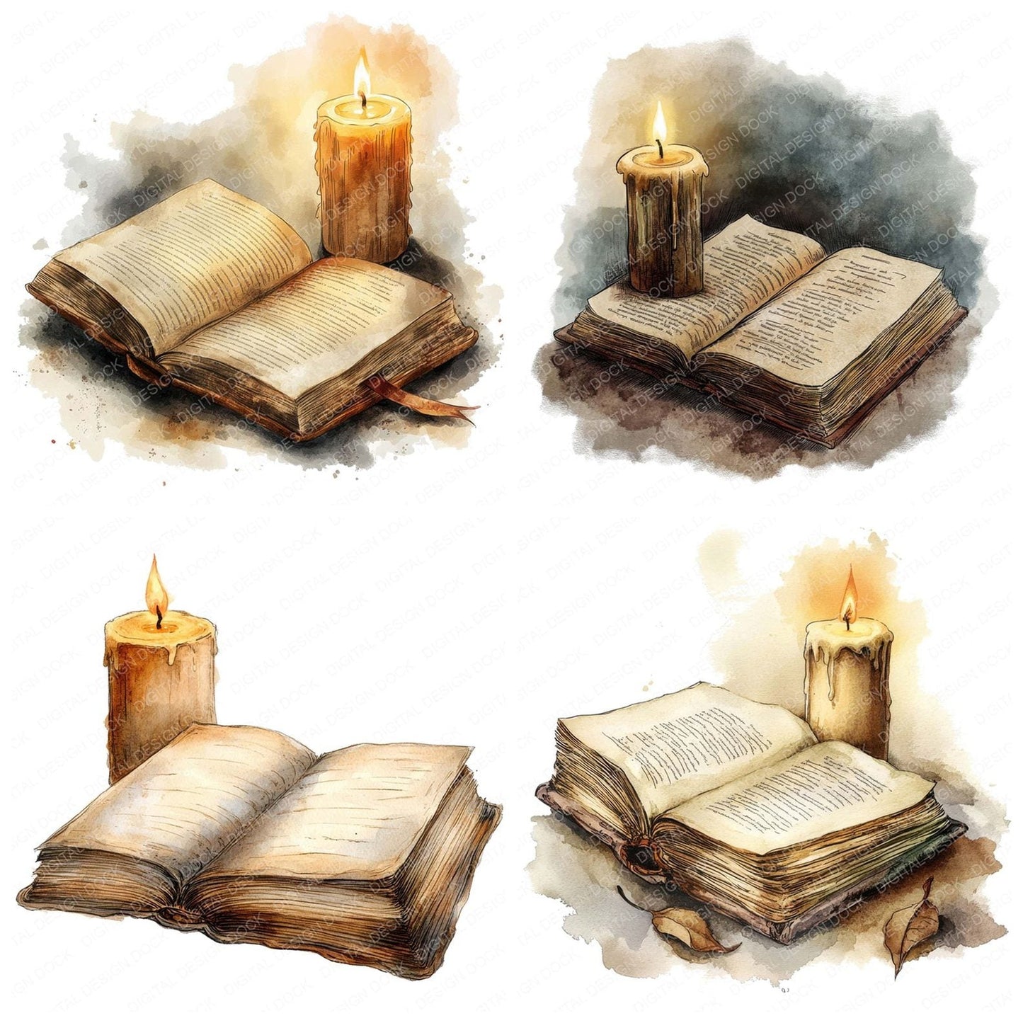 Candle Light Reading Clipart Set (DDD004797)
