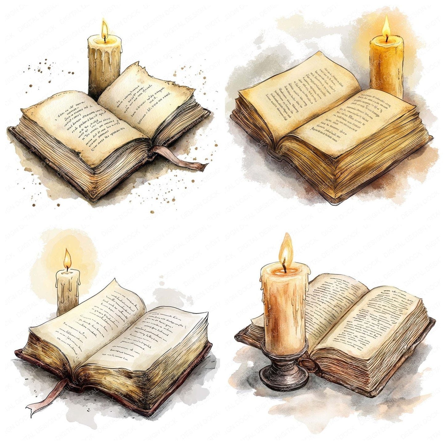 Candle Light Reading Clipart Set (DDD004797)