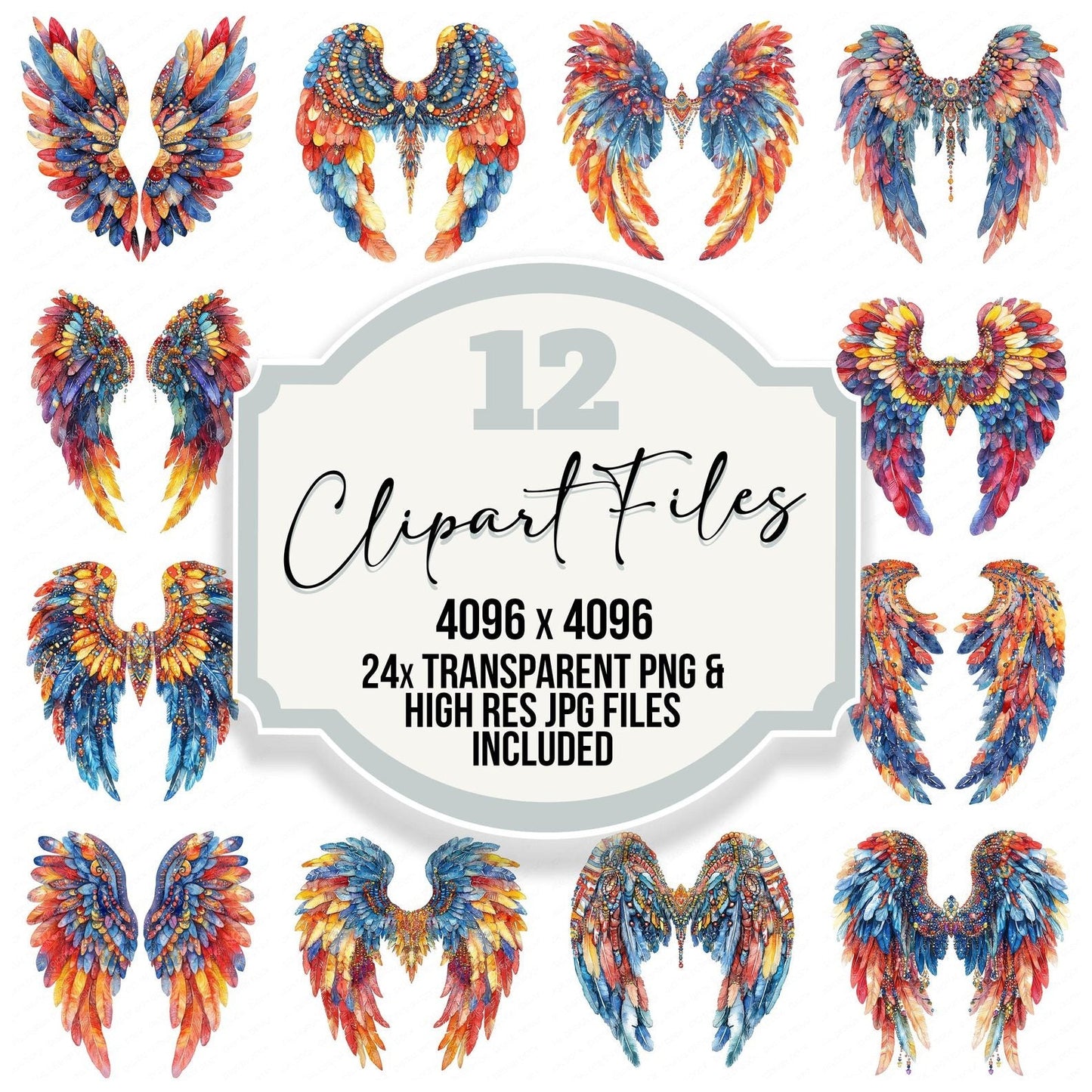 Carnival Bright Angel Wings Clipart Set (DDD004802)