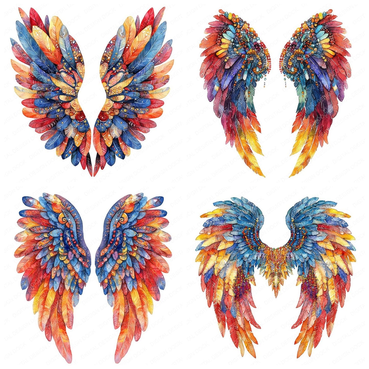 Carnival Bright Angel Wings Clipart Set (DDD004802)