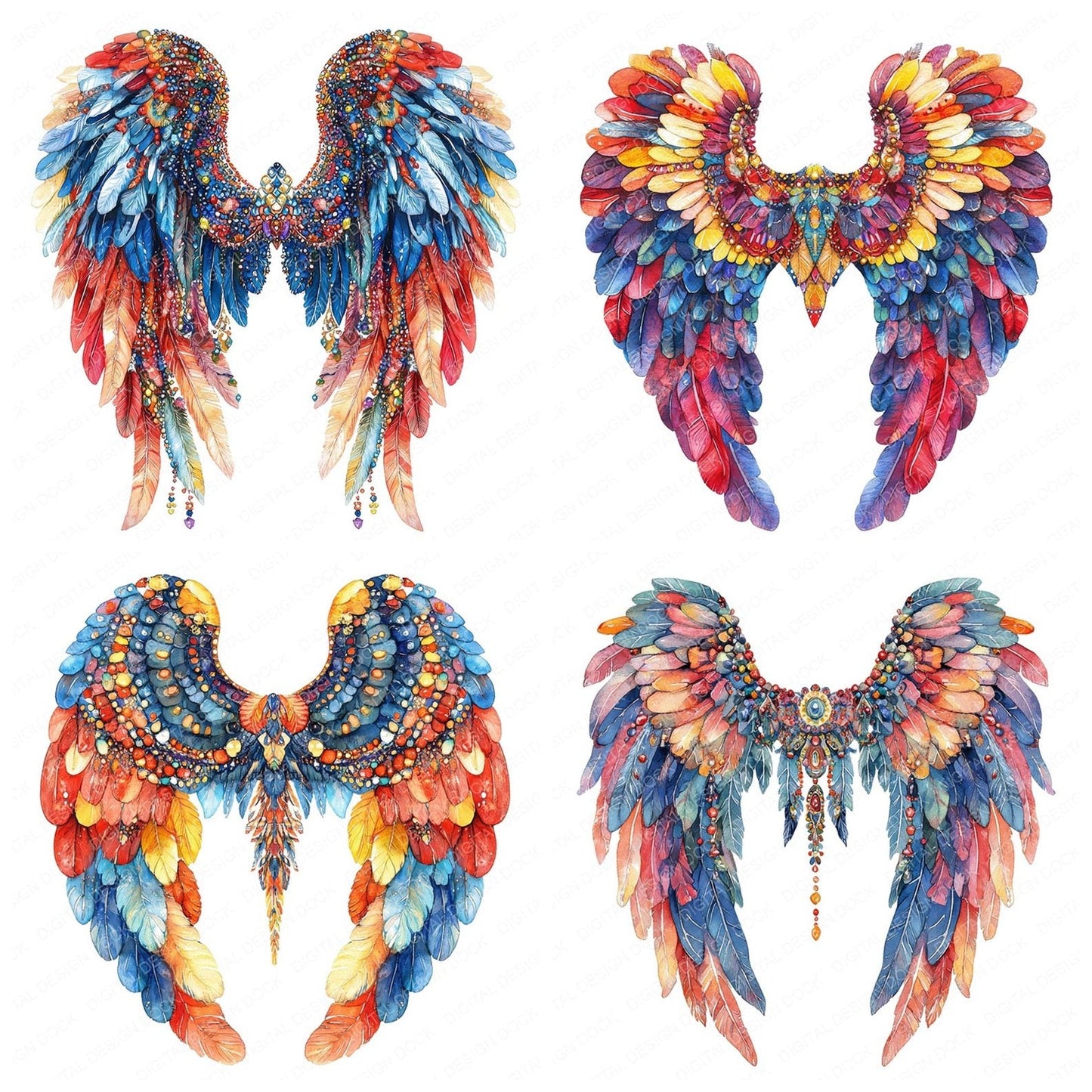 Carnival Bright Angel Wings Clipart Set (DDD004802)