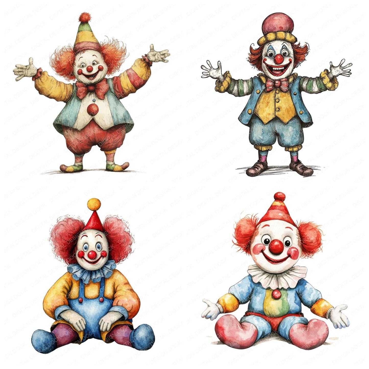Cartoon Clown Clipart Set (DDD004806)