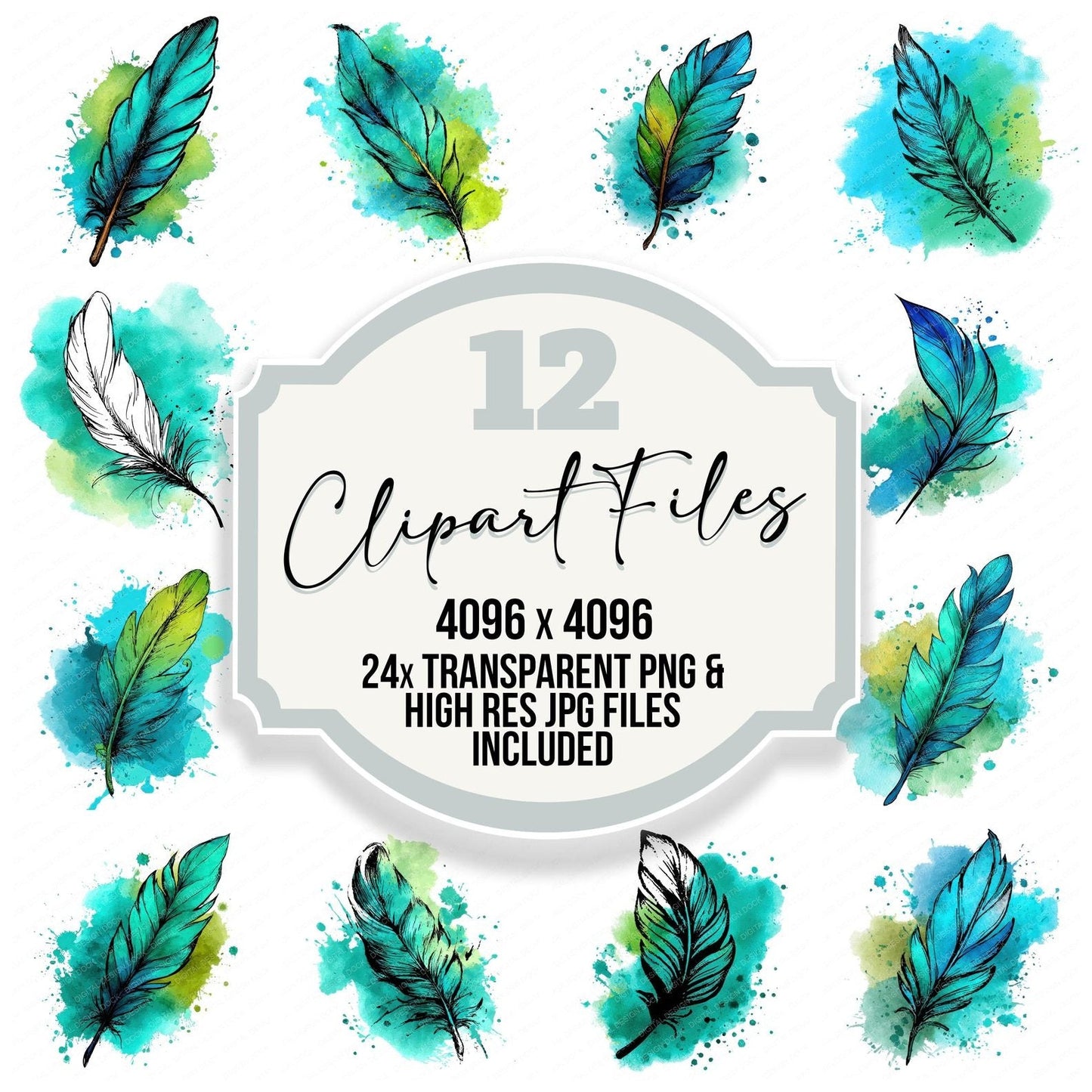 Cartoon Feather Splash Clipart Set (DDD004811)