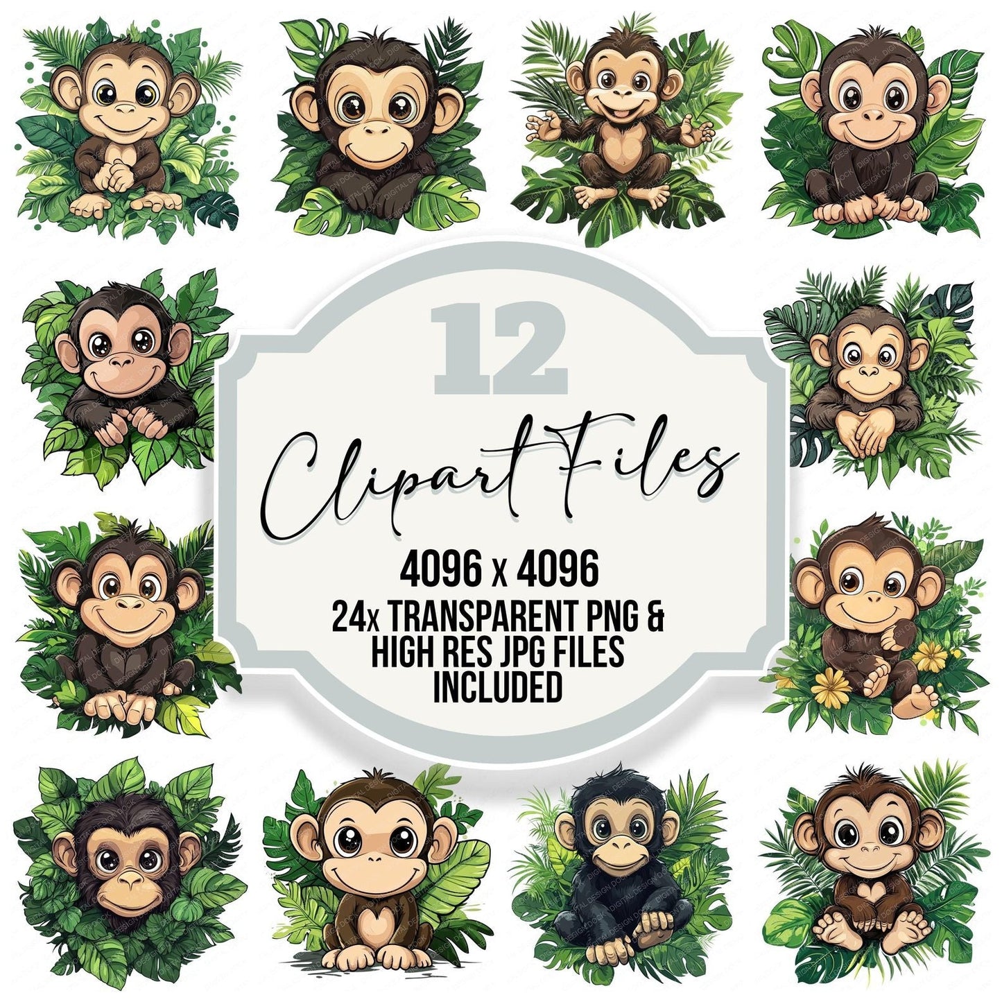 Cartoon Monkey Clipart Set (DDD004813)