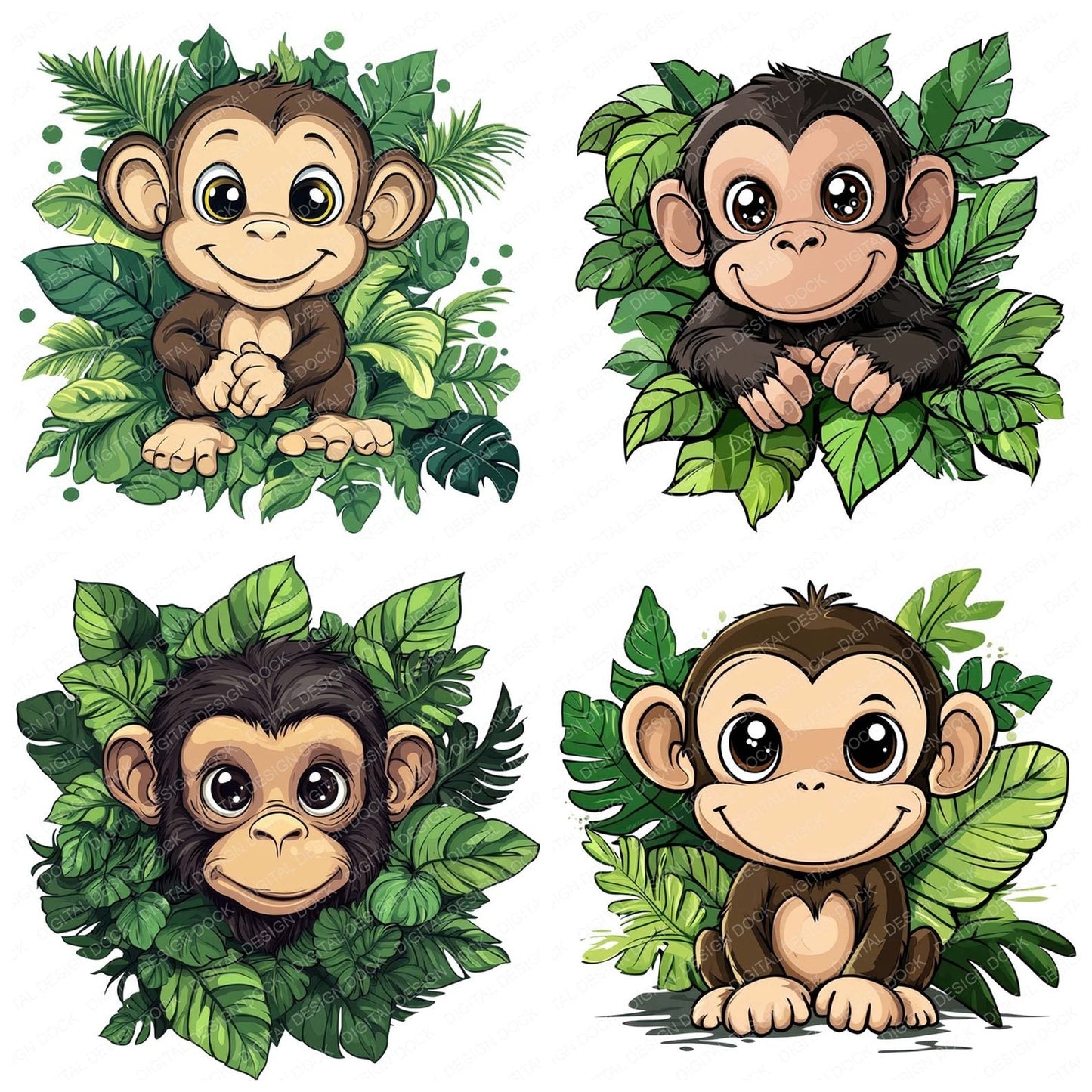 Cartoon Monkey Clipart Set (DDD004813)