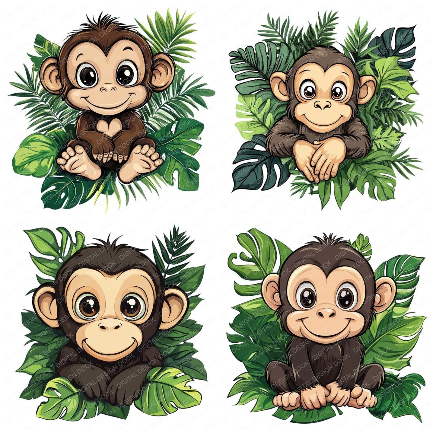 Cartoon Monkey Clipart Set (DDD004813)