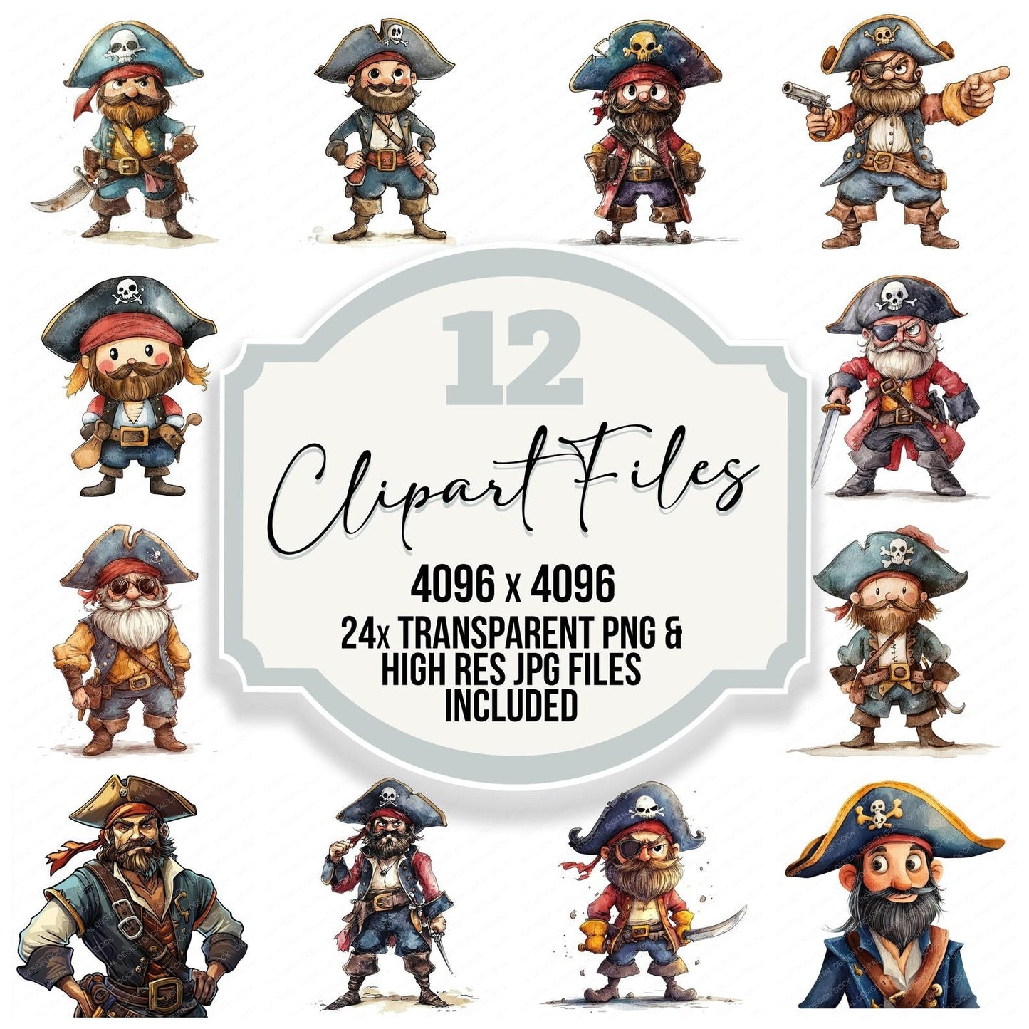 Cartoon Pirate Character Clipart Set (DDD004815)