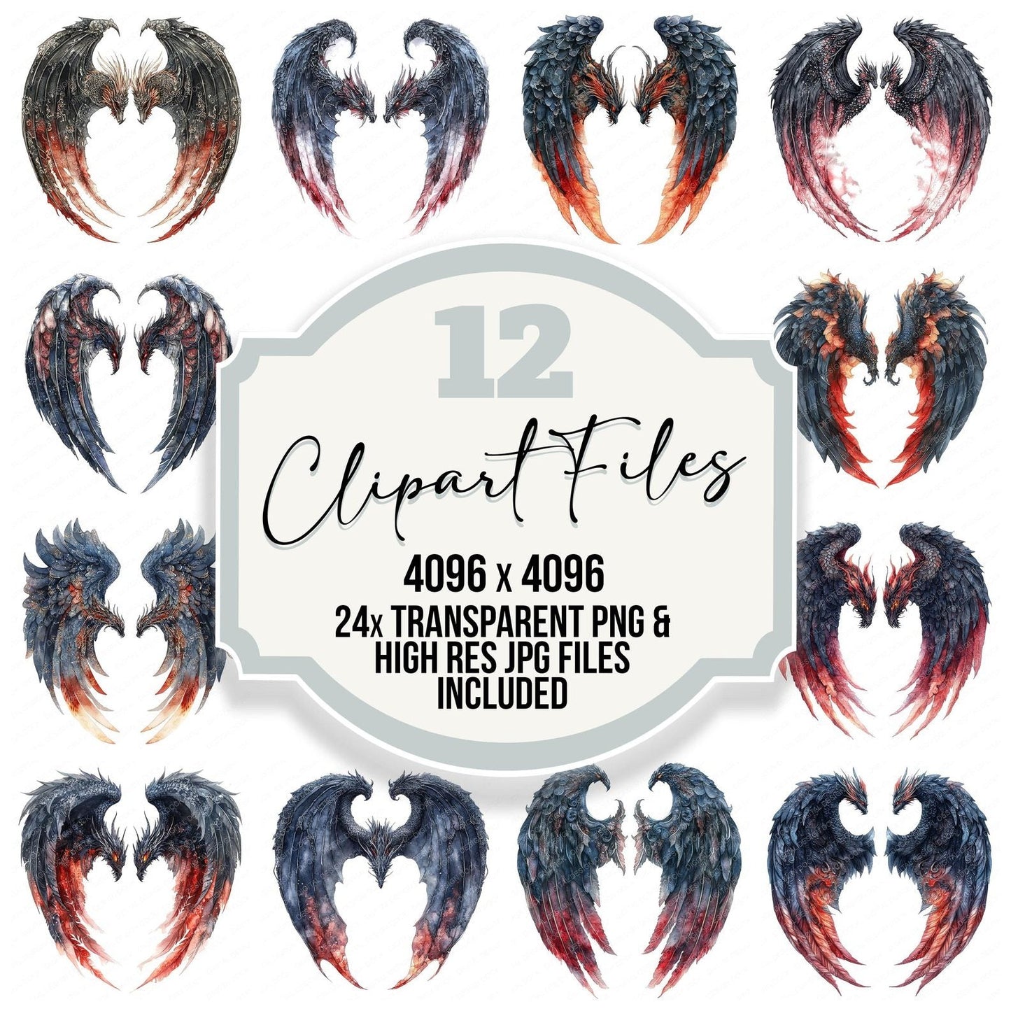 Celestial Dragon Angel Wings Clipart Set (DDD004823)