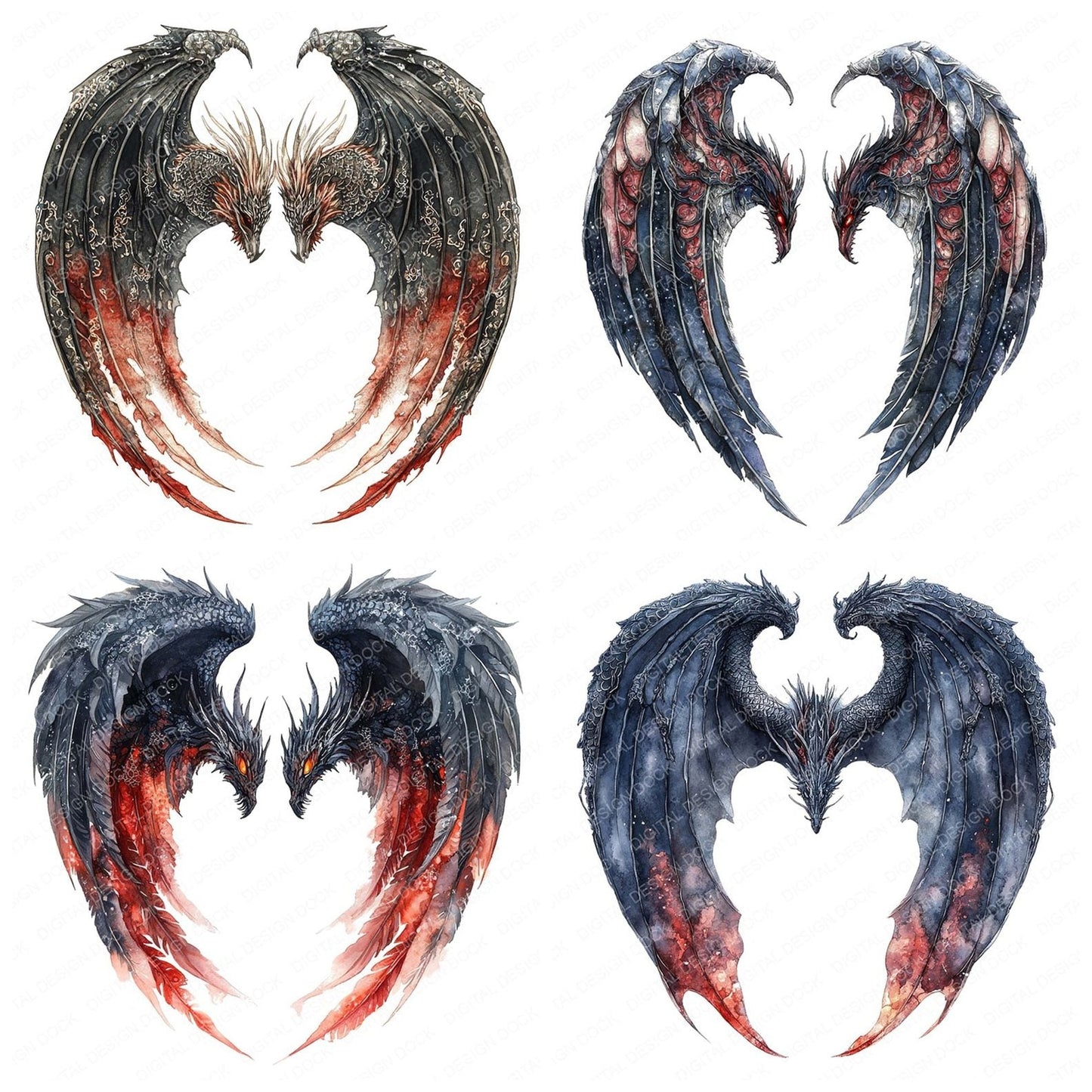 Celestial Dragon Angel Wings Clipart Set (DDD004823)