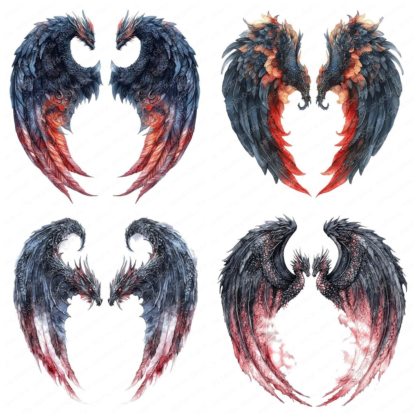 Celestial Dragon Angel Wings Clipart Set (DDD004823)