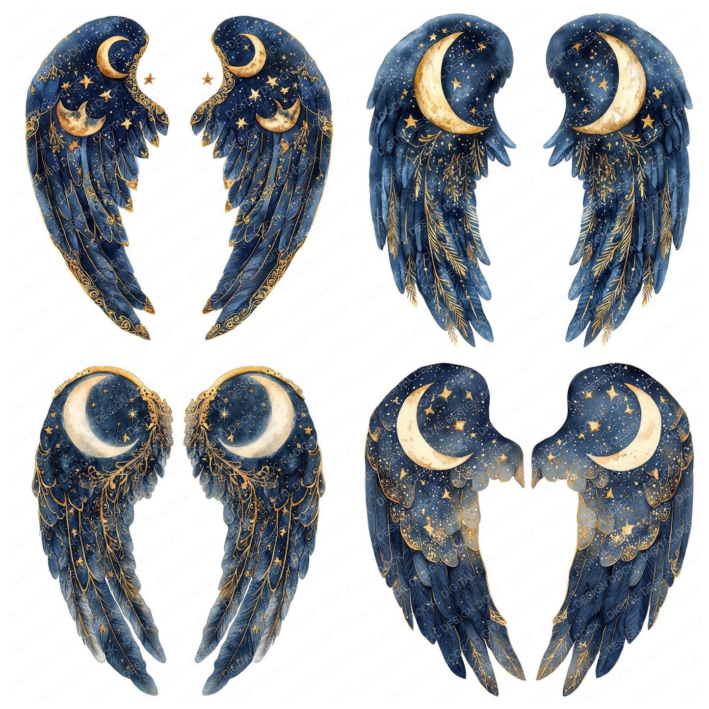 Celestial Night Angel Wings Clipart Set (DDD004827)