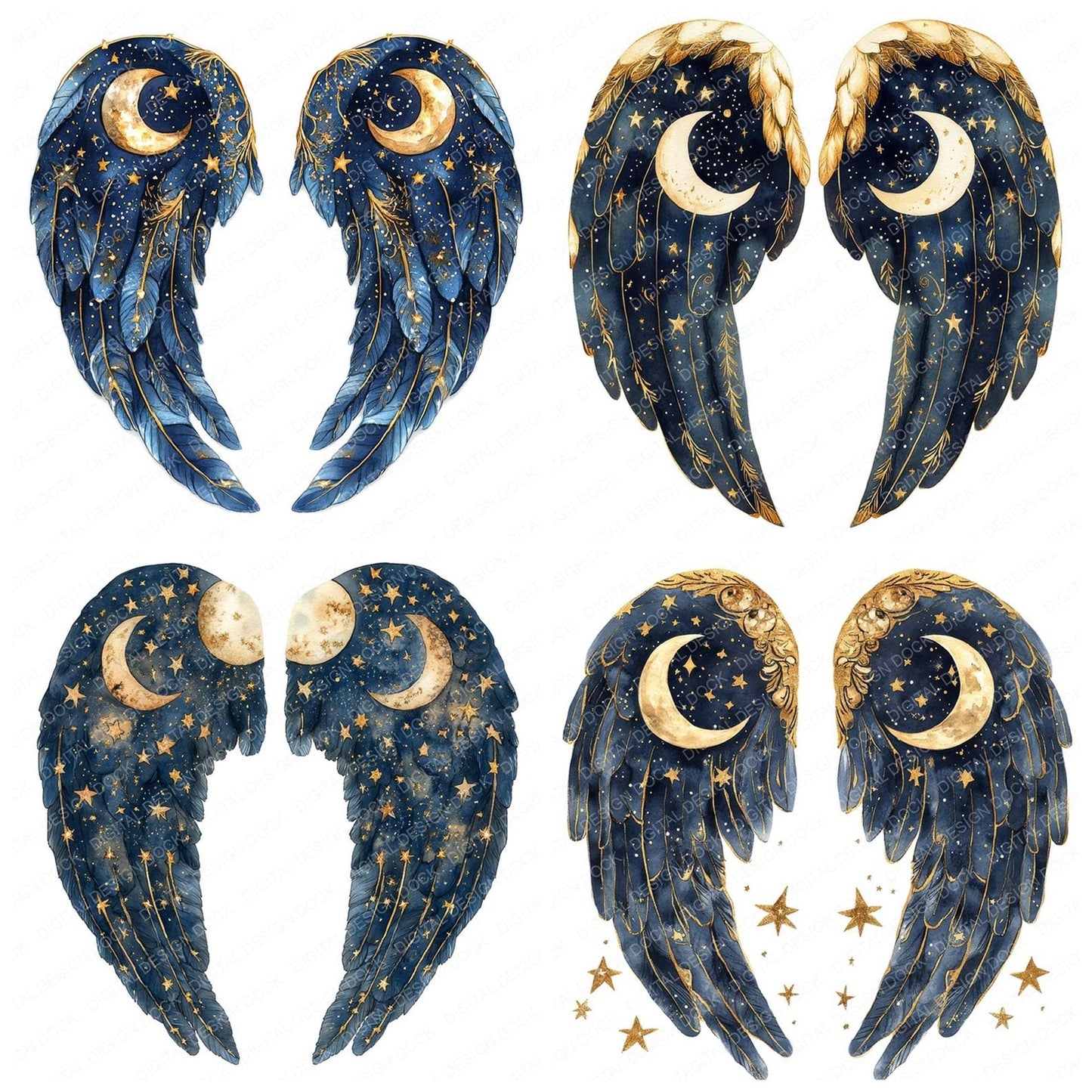 Celestial Night Angel Wings Clipart Set (DDD004827)