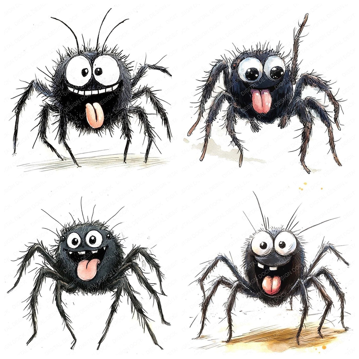 Cheeky Spider Character Clipart Set (DDD004836)