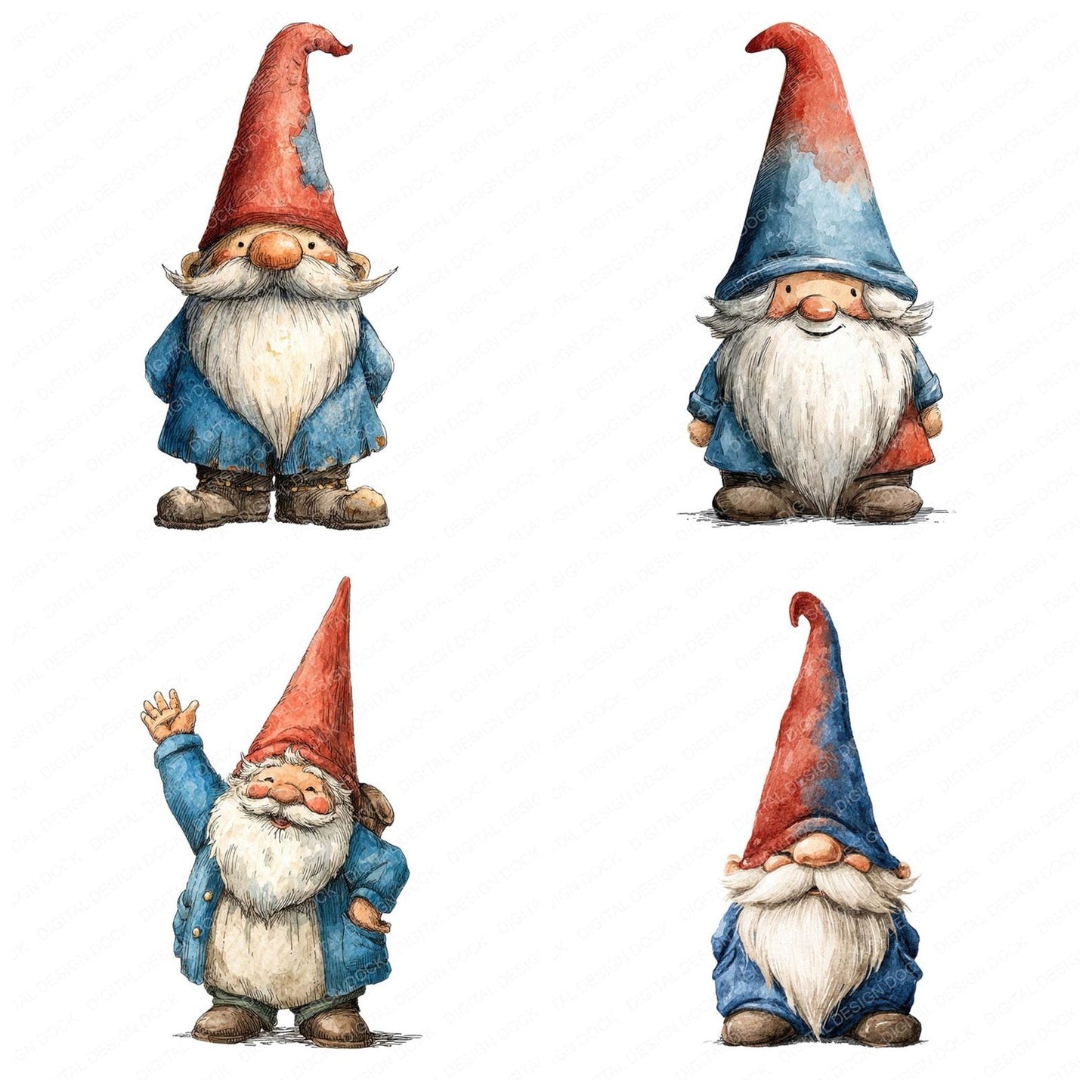 Cheerful Gnome Character Clipart Set (DDD004837)