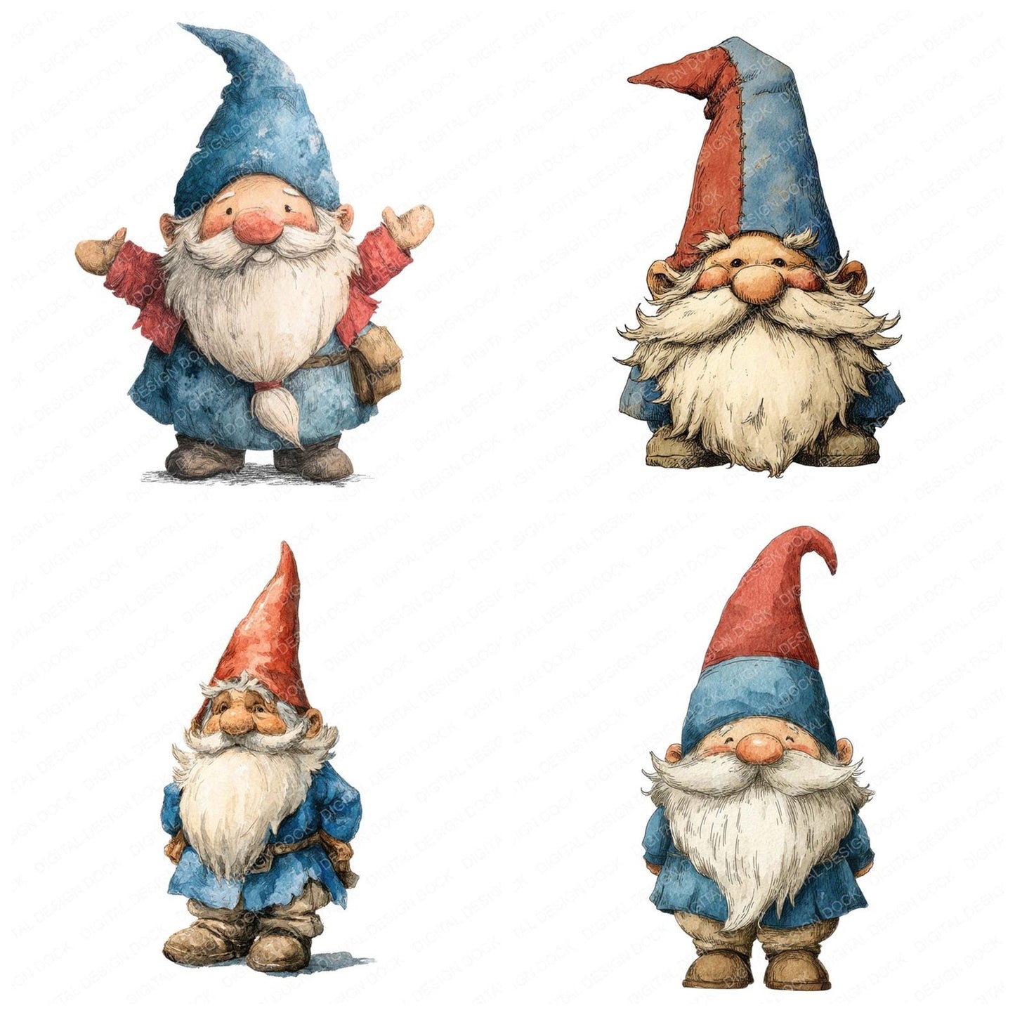 Cheerful Gnome Character Clipart Set (DDD004837)