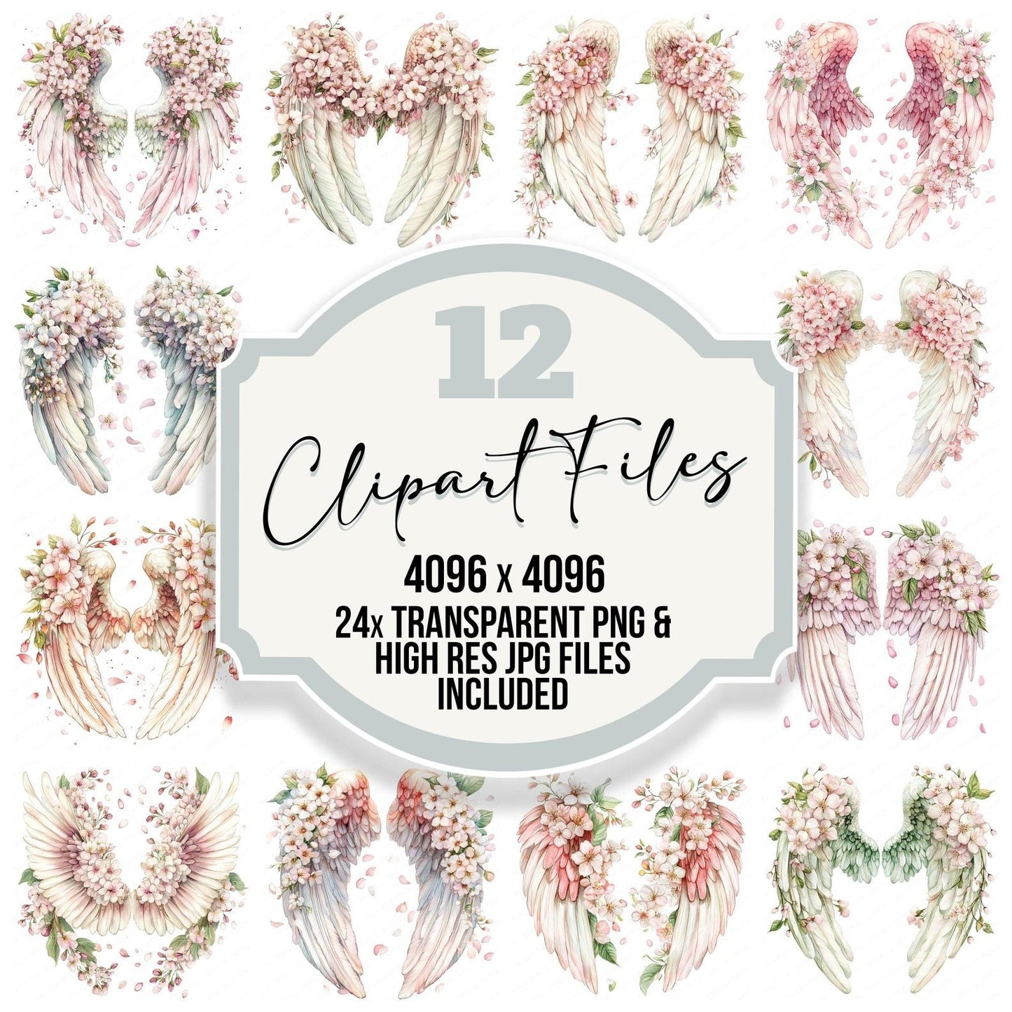 Cherry Blossom Angel Wings Clipart Set (DDD004842)