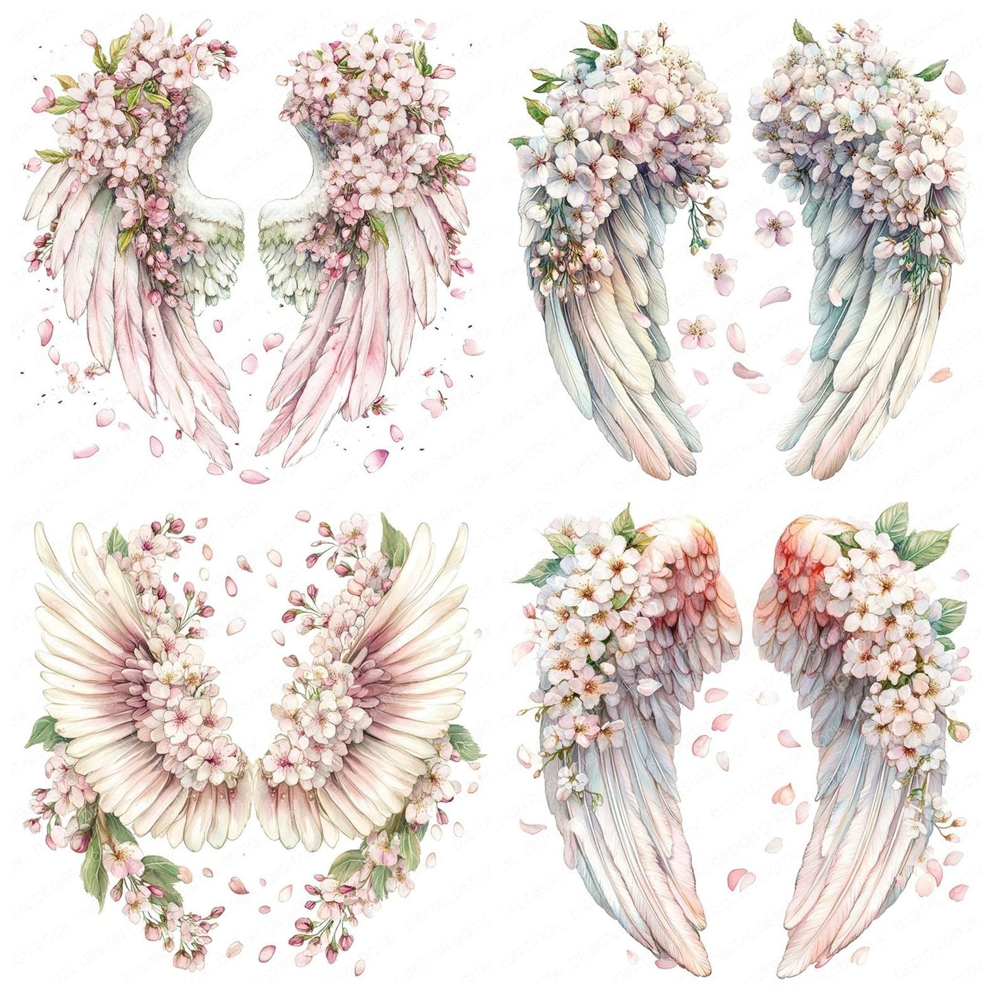 Cherry Blossom Angel Wings Clipart Set (DDD004842)