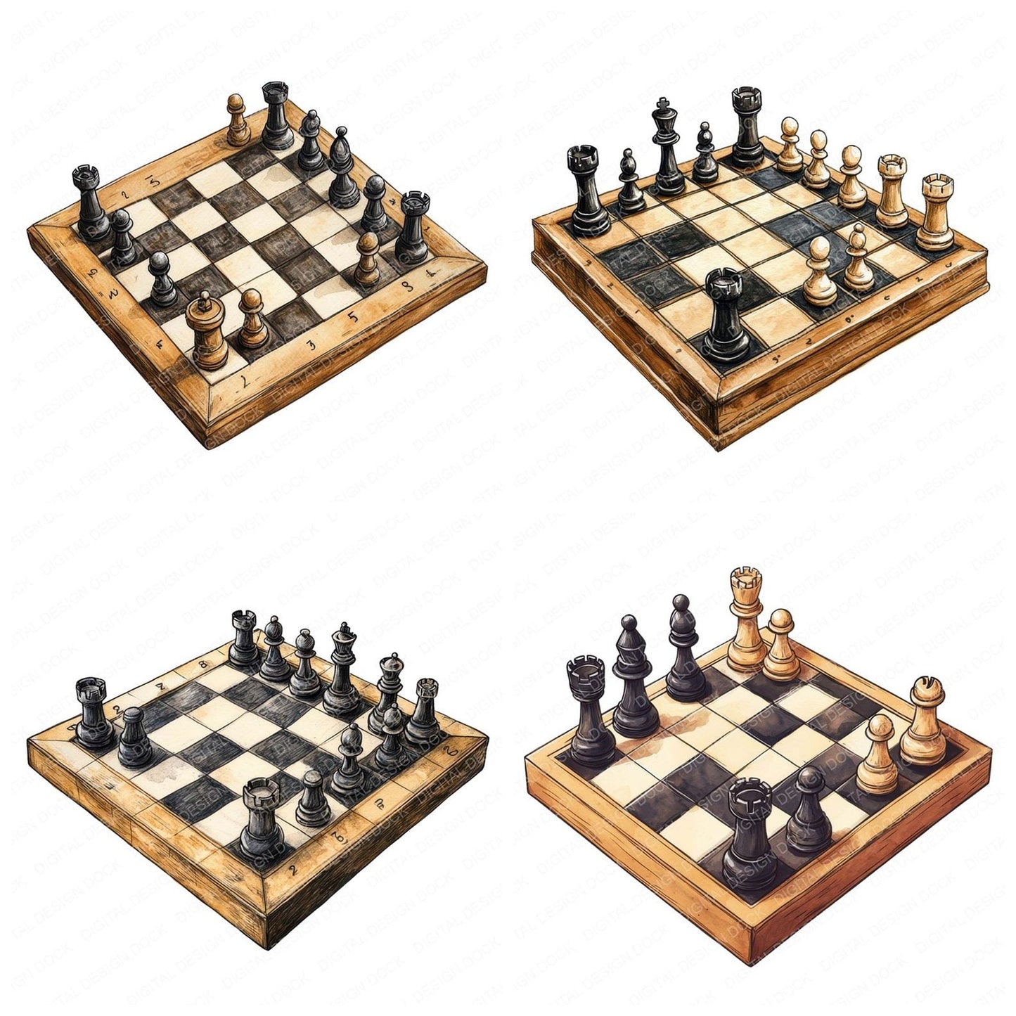 Chess Game in Progress Clipart Set (DDD004844)