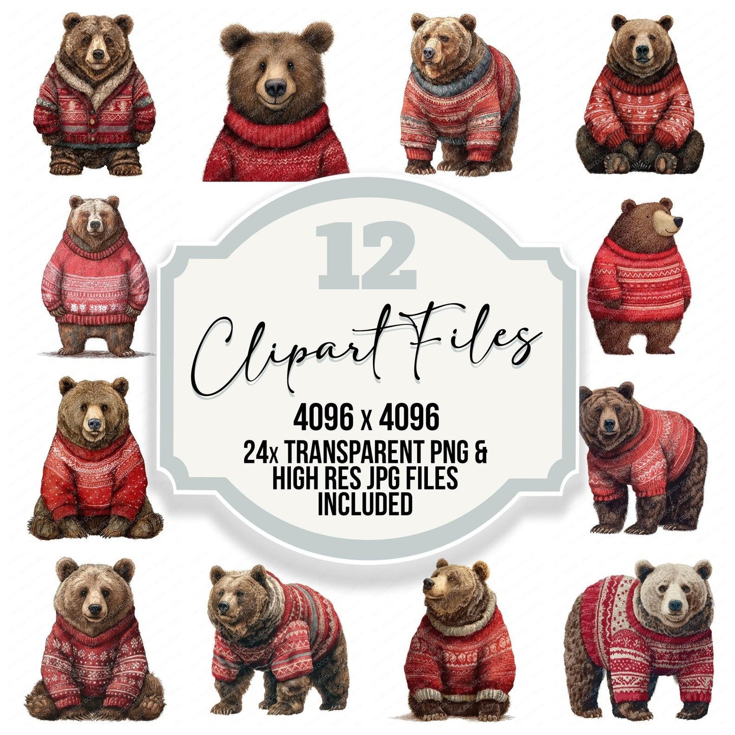 Christmas Bear in Jumper Clipart Set (DDD004858)