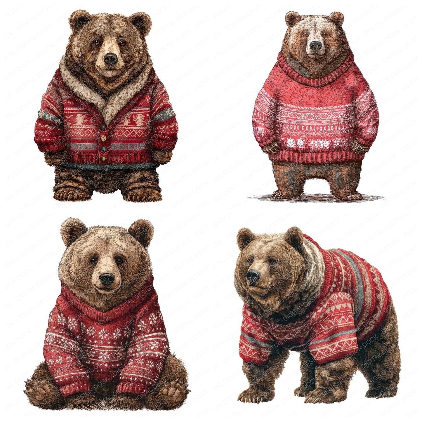 Christmas Bear in Jumper Clipart Set (DDD004858)