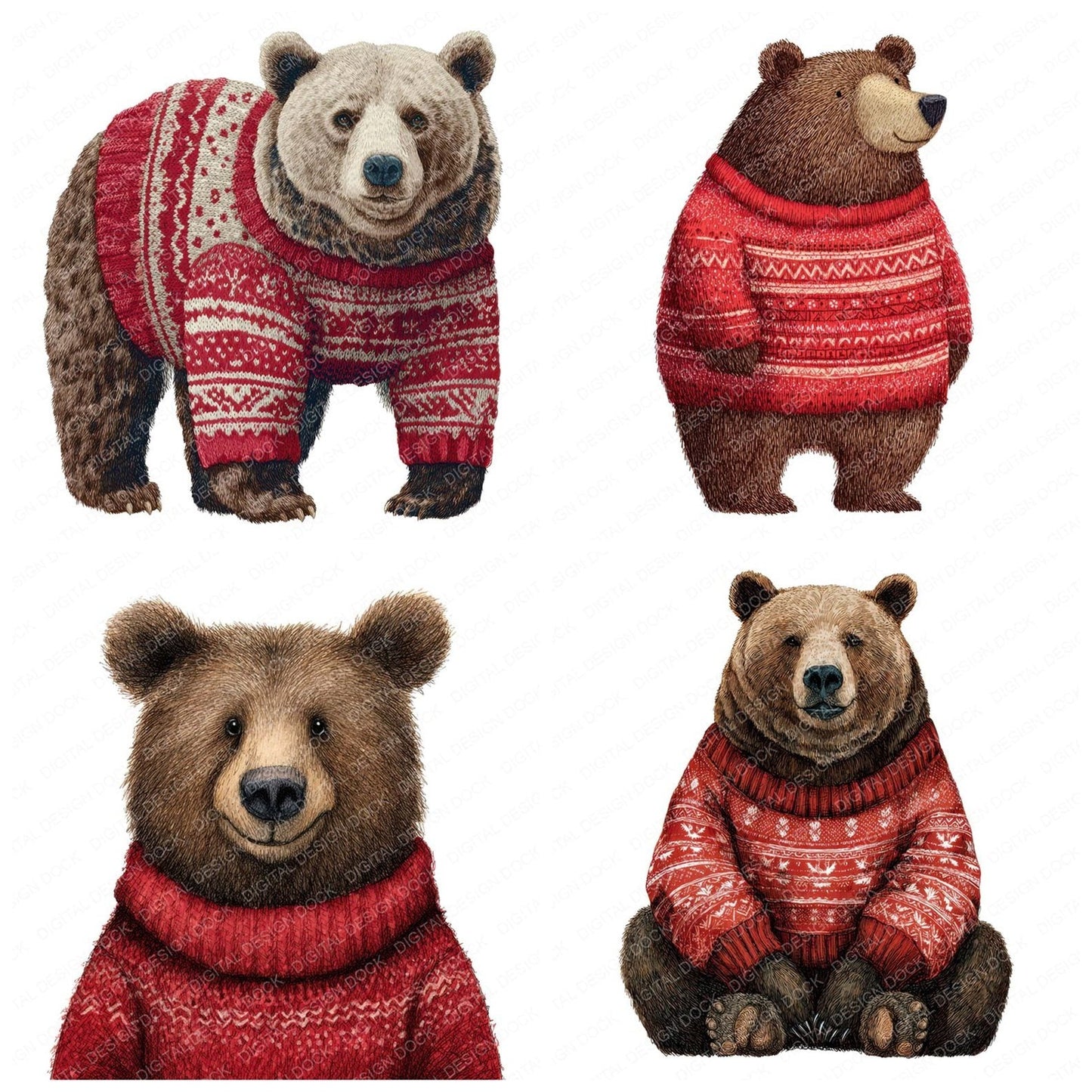 Christmas Bear in Jumper Clipart Set (DDD004858)