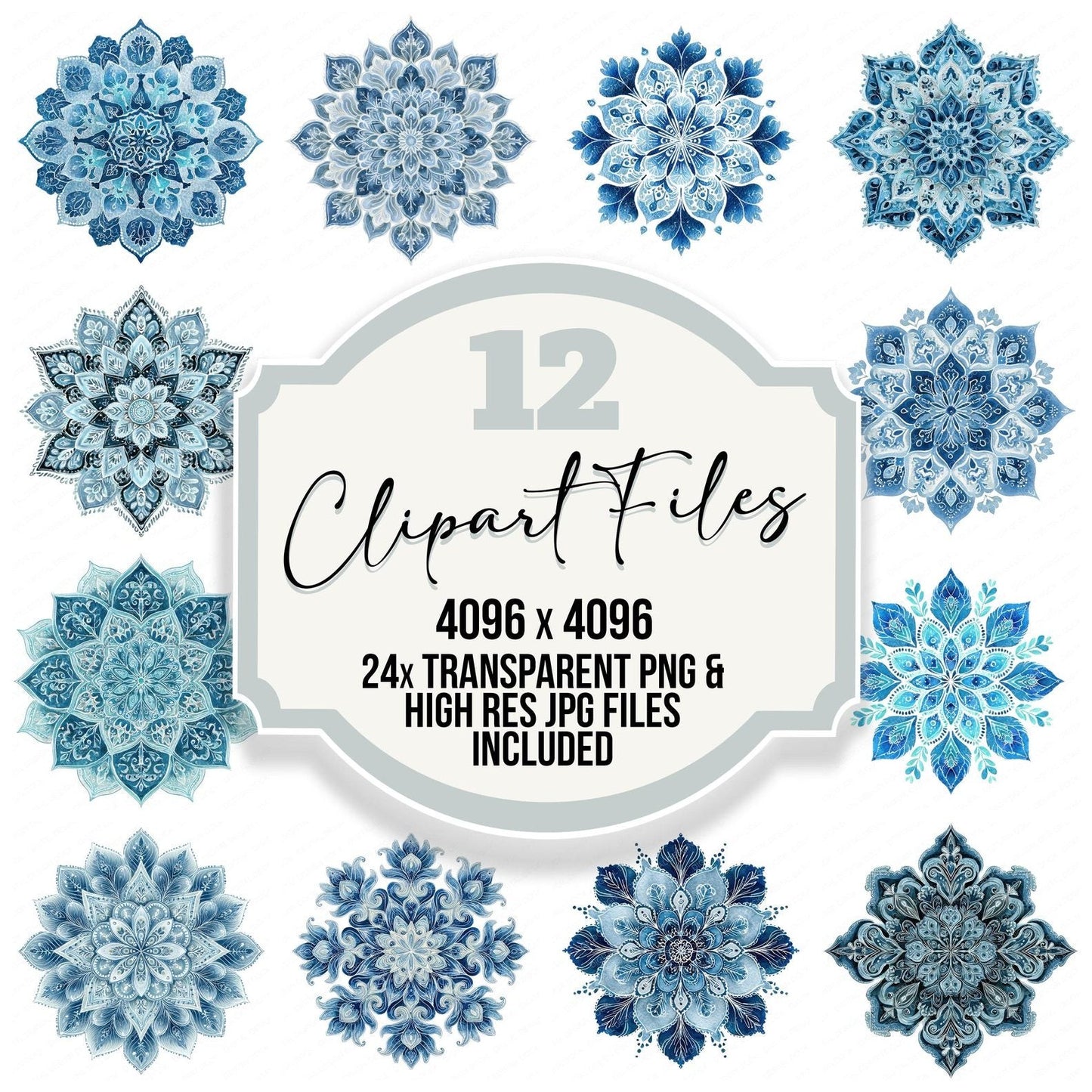 Christmas Folk Art Snowflake Clipart Set (DDD004884)