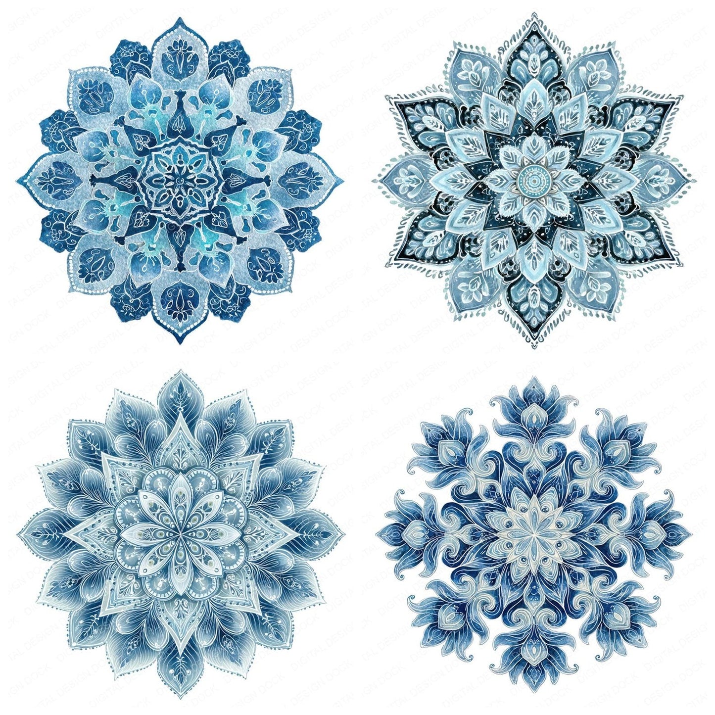 Christmas Folk Art Snowflake Clipart Set (DDD004884)