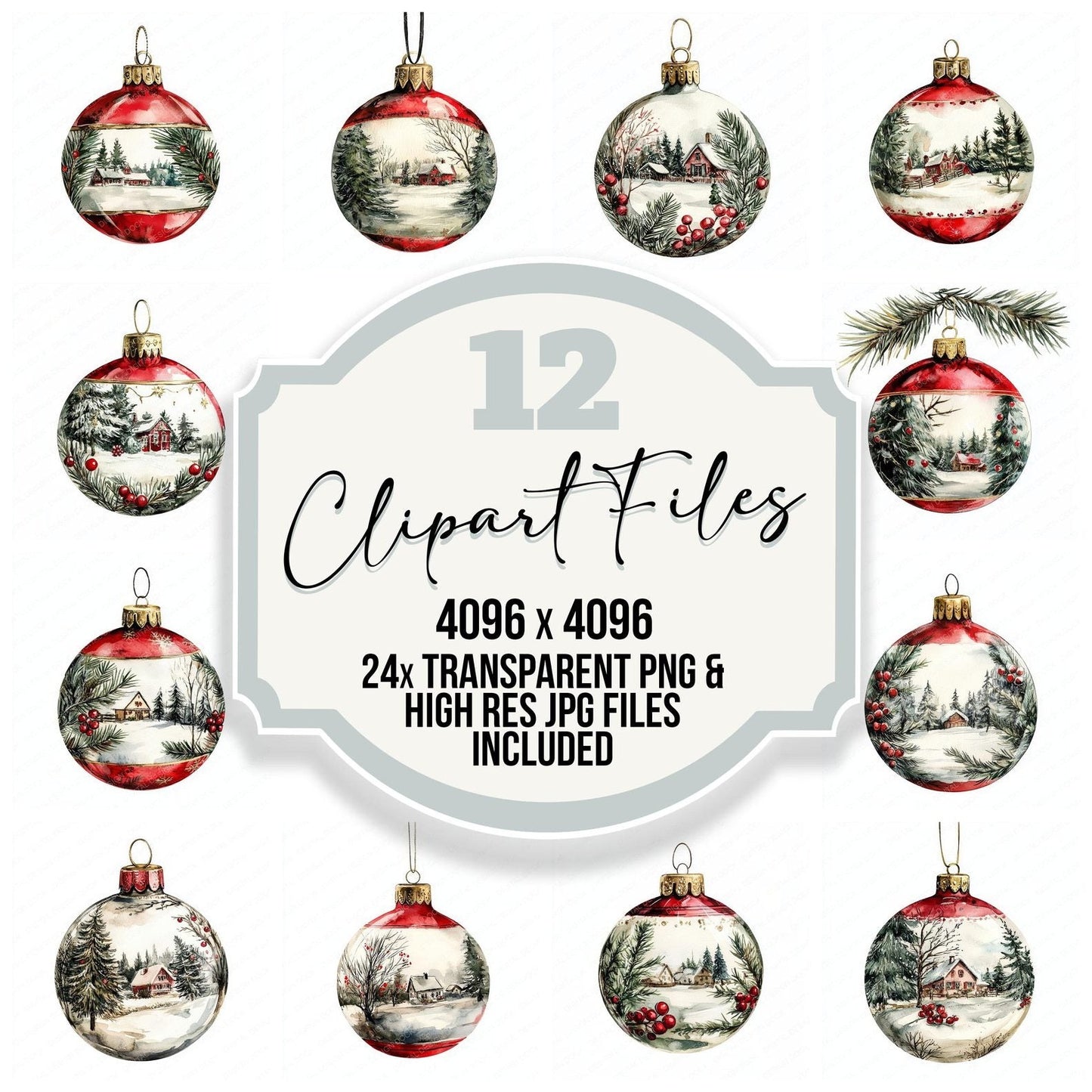 Christmas Scene Bauble Clipart Set (DDD004906)