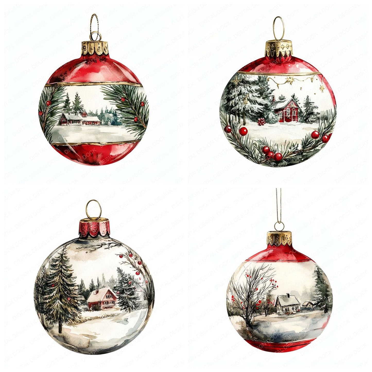 Christmas Scene Bauble Clipart Set (DDD004906)