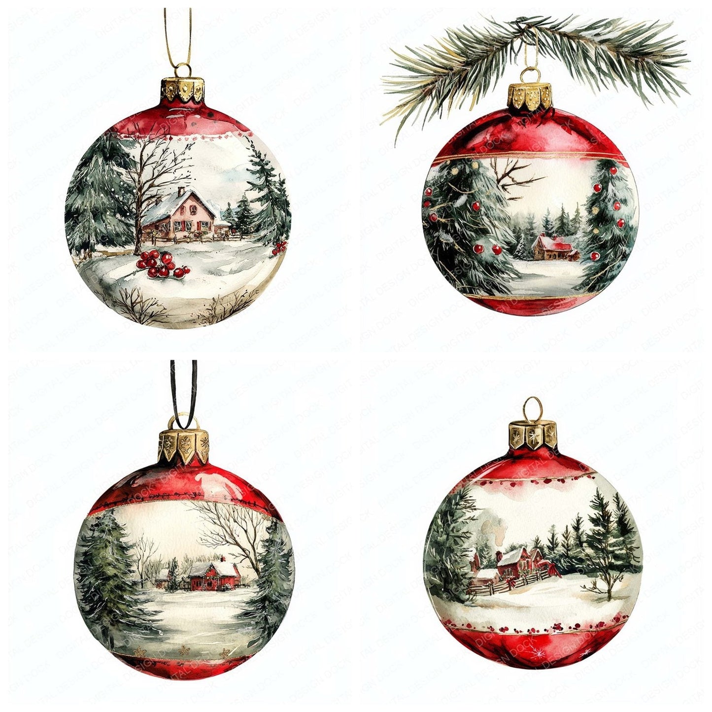 Christmas Scene Bauble Clipart Set (DDD004906)