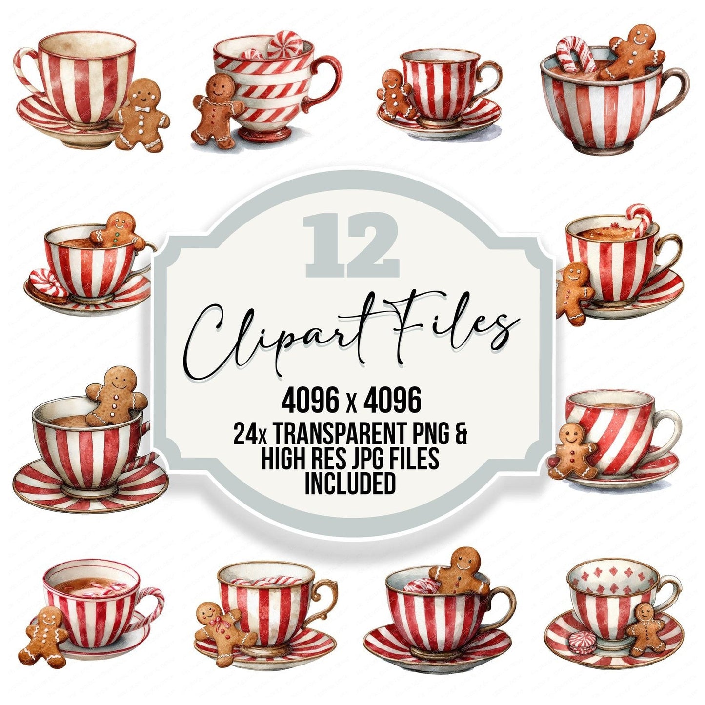 Christmas Teacup Gingerbread Cookie Clipart Set (DDD004910)