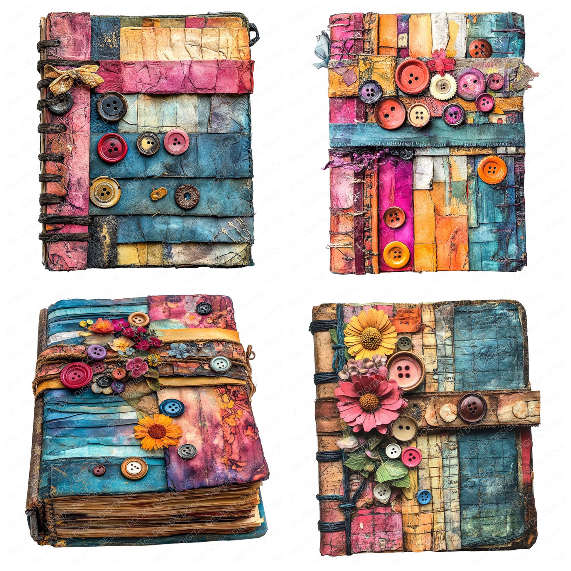 Close view of Colourful Journal Diary Book clipart highlighting illustration detail and cohesive colour tones